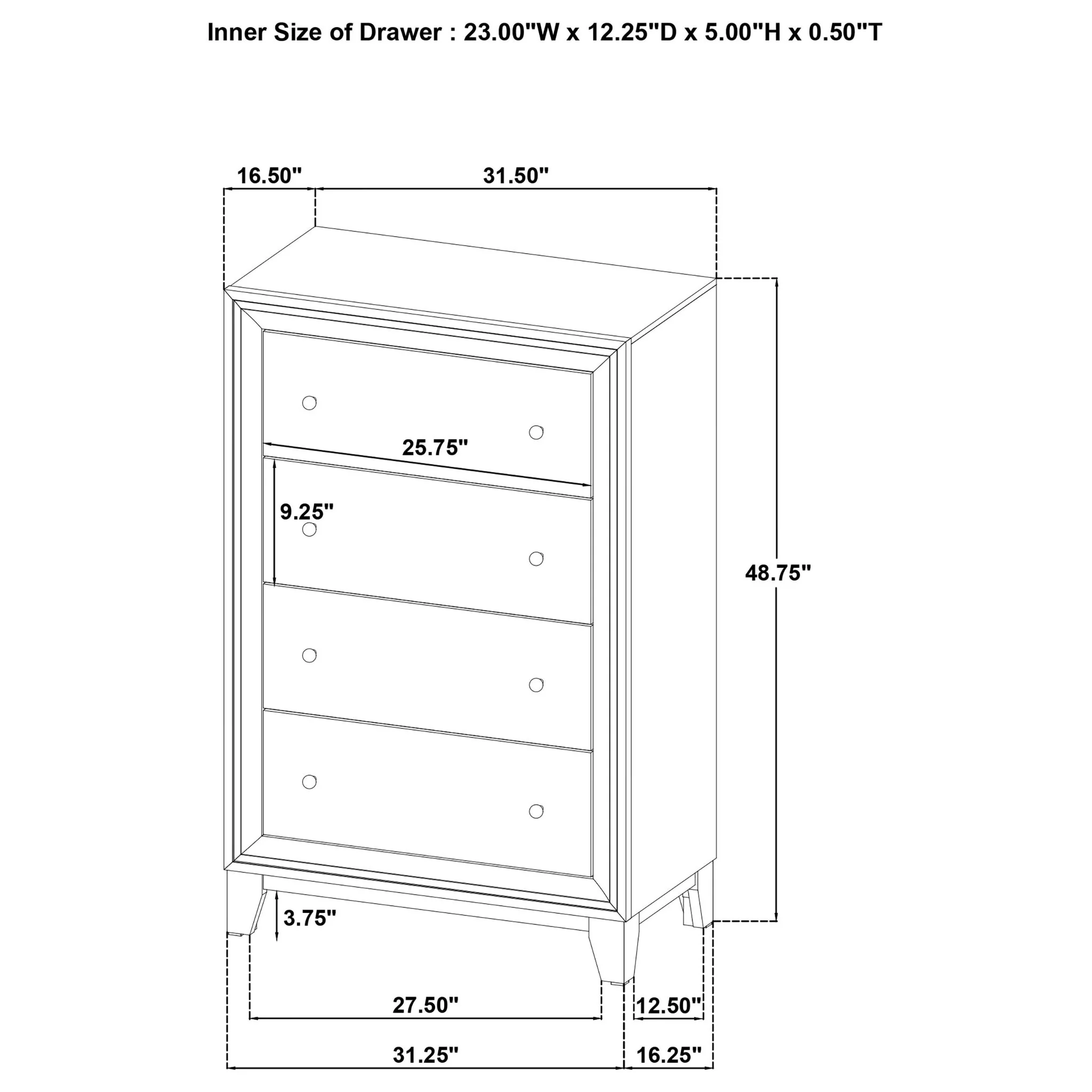 Anza - 4 Drawer Chest Storage Solution - Walnut - Image 4