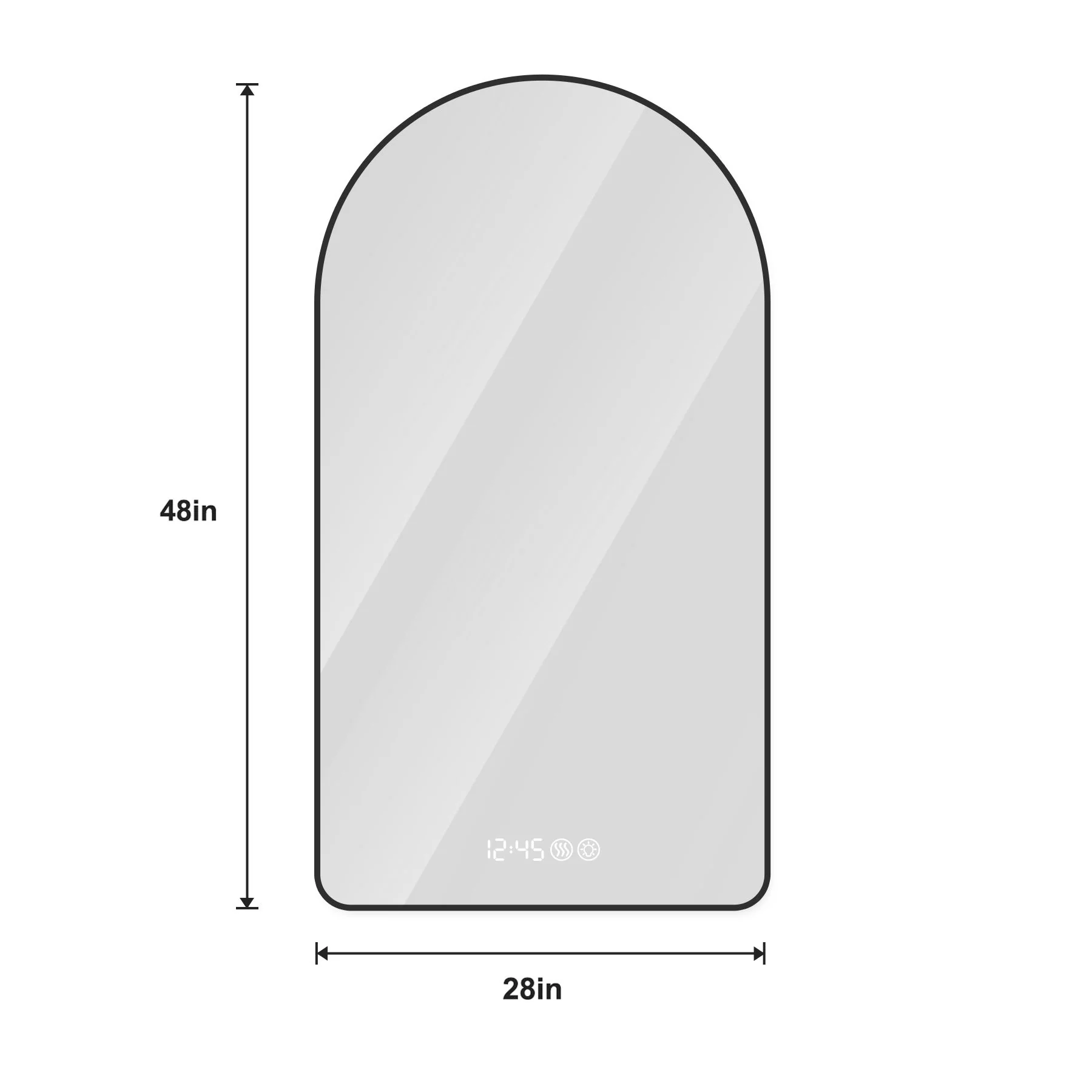 Arched LED Vanity Mirror With Time & Temperature Display, Anti-Fog, Dimmable Backlight In Frame, 3 Color Temperatures - Image 4