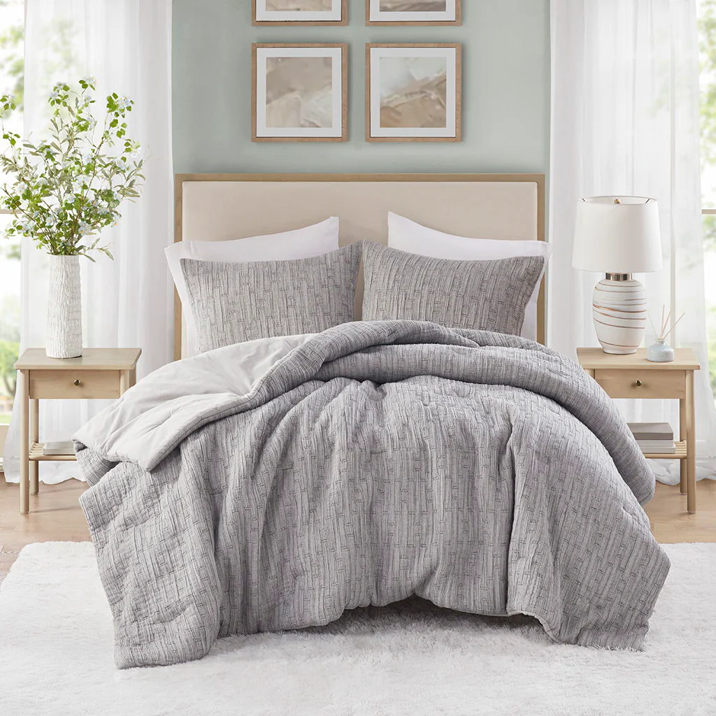 Arlo - 3 Piece King/California King Oversized Comforter Set - Charcoal - Image 2