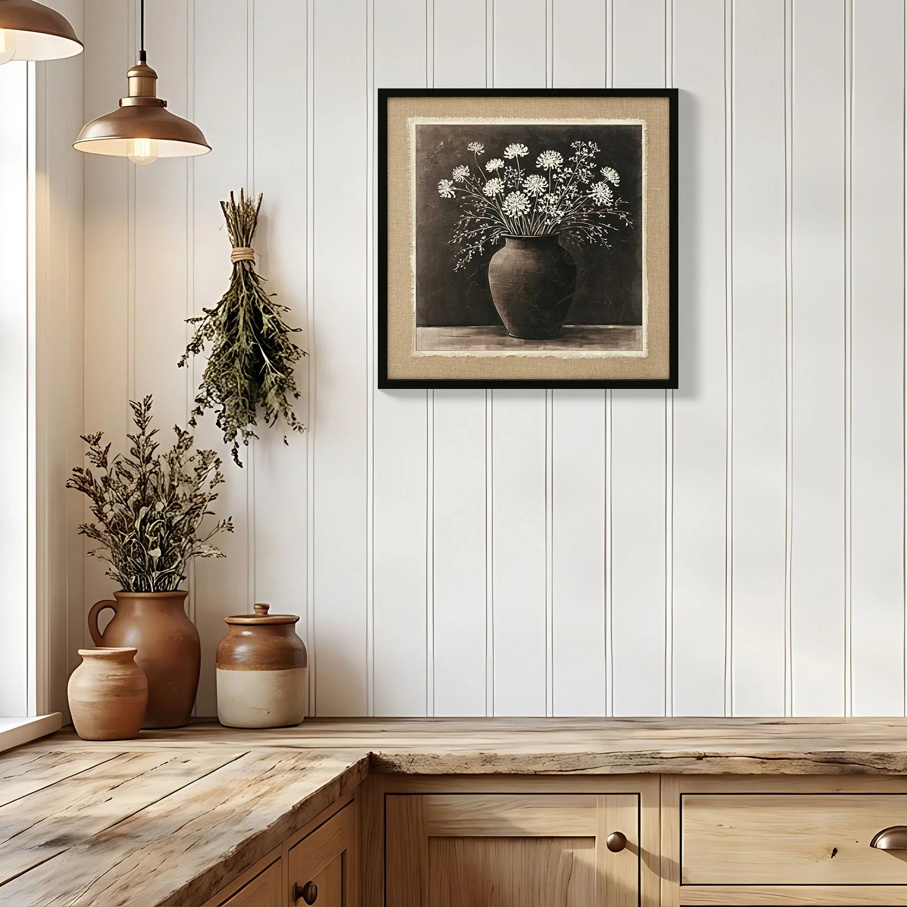 Artistic Path Abstract Flower Bouquet Wall Art - Ancient White - Image 3