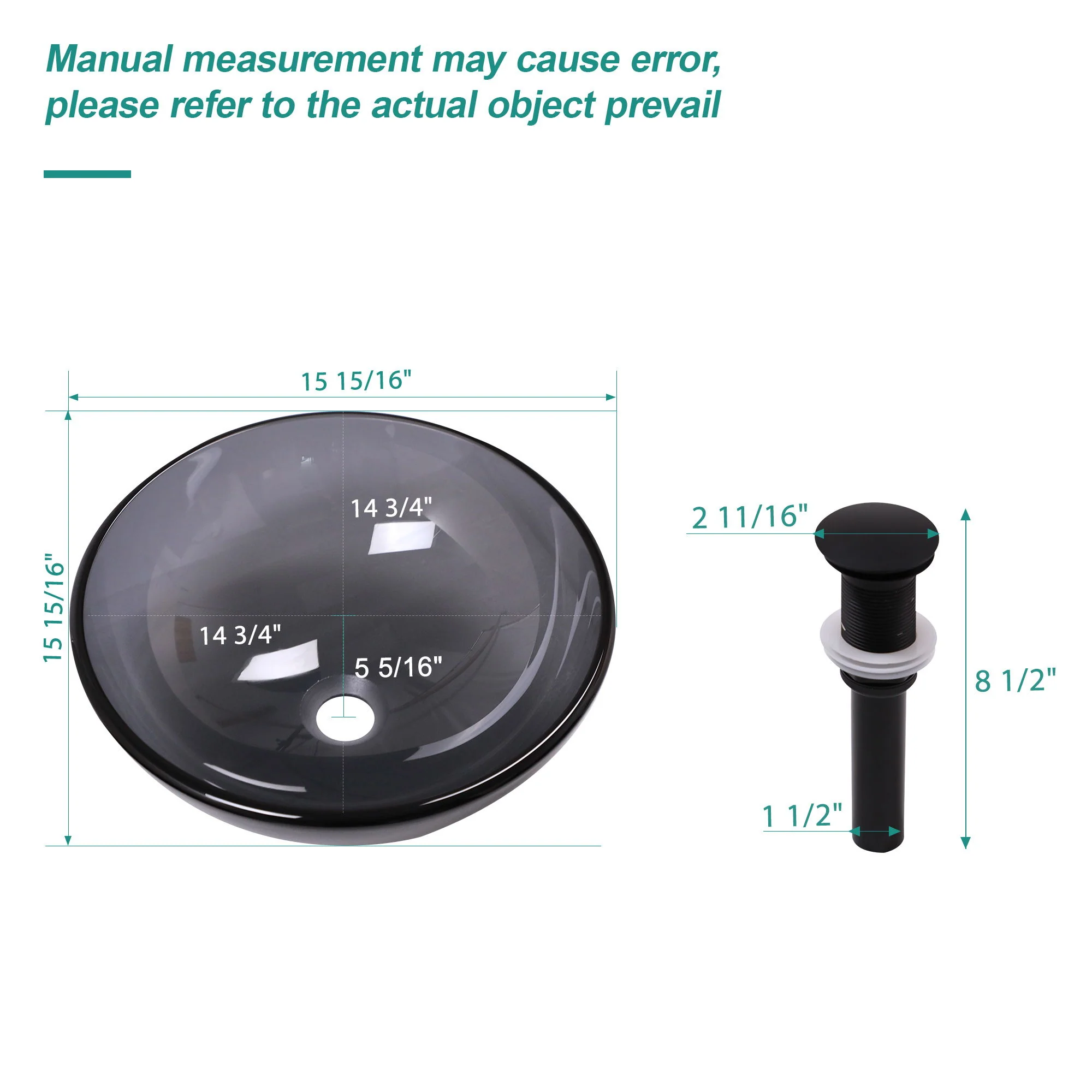 Artistic Tempered Glass Vessel Sink With Pop Up Drain - Image 7