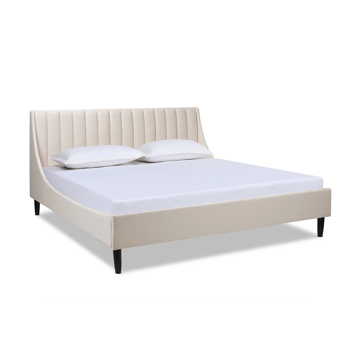 Aspen - King Vertical Tufted Headboard Platform Bed Set - Light Beige - Image 3