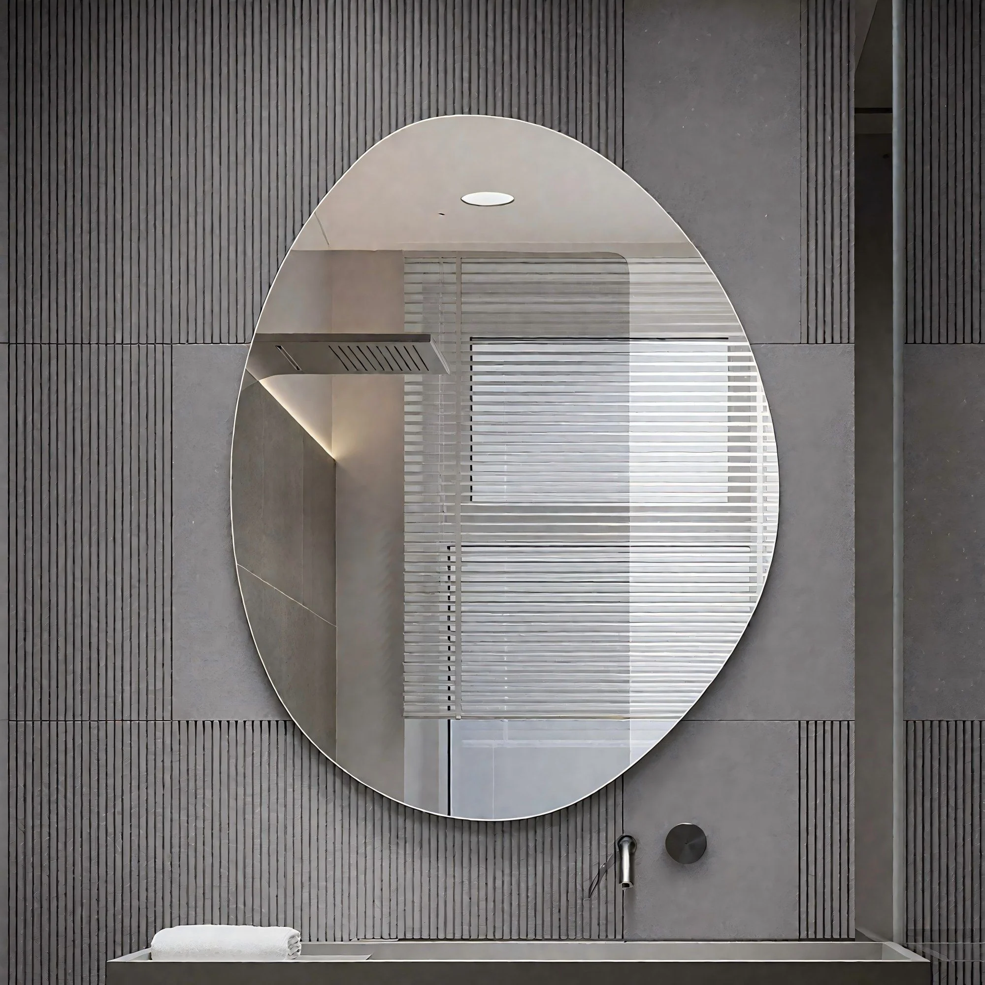 Asymmetrical Bathroom Wall Mirror - Silver - Image 3