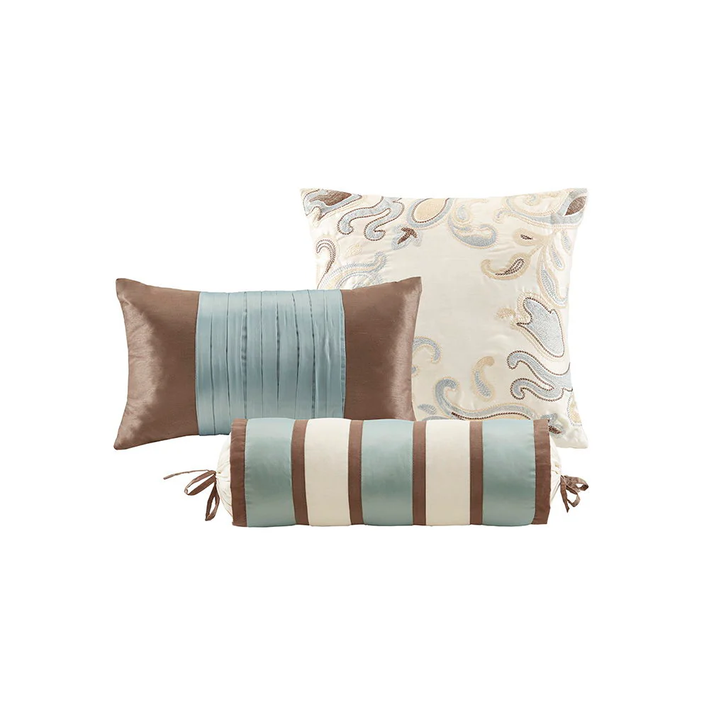 Aubrey - King 6 Piece Duvet Cover Set - Blue / Brown - Image 2