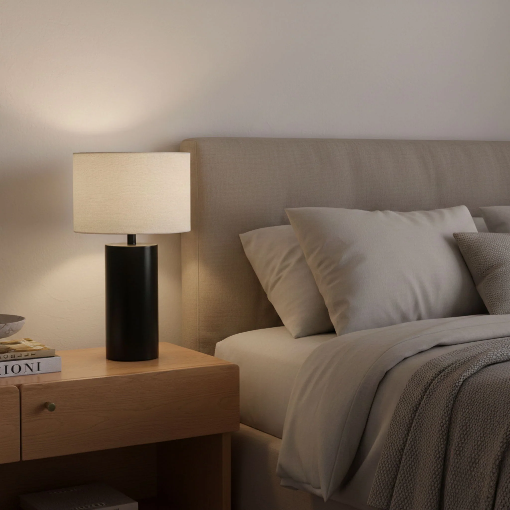Aura - Table Lamp With On / Off Switch Block Base - Black / White - Image 4