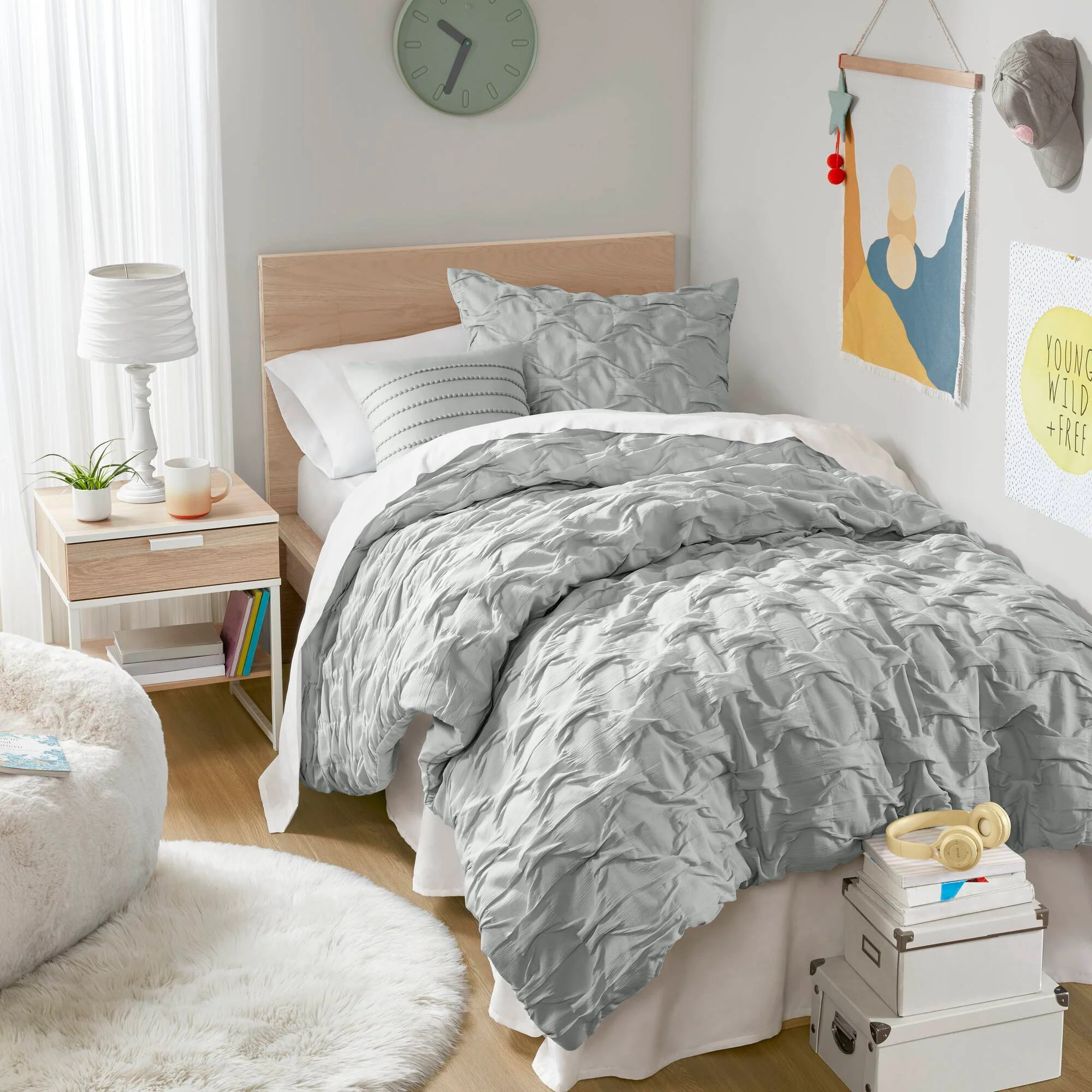 Bailey - Full/Queen Diamond Pucker Comforter Set - Gray - Image 4