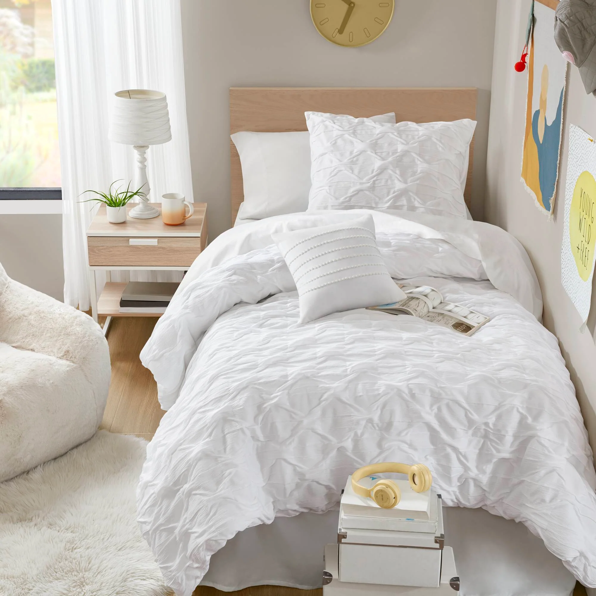 Bailey - Full/Queen Diamond Pucker Comforter Set - White - Image 3
