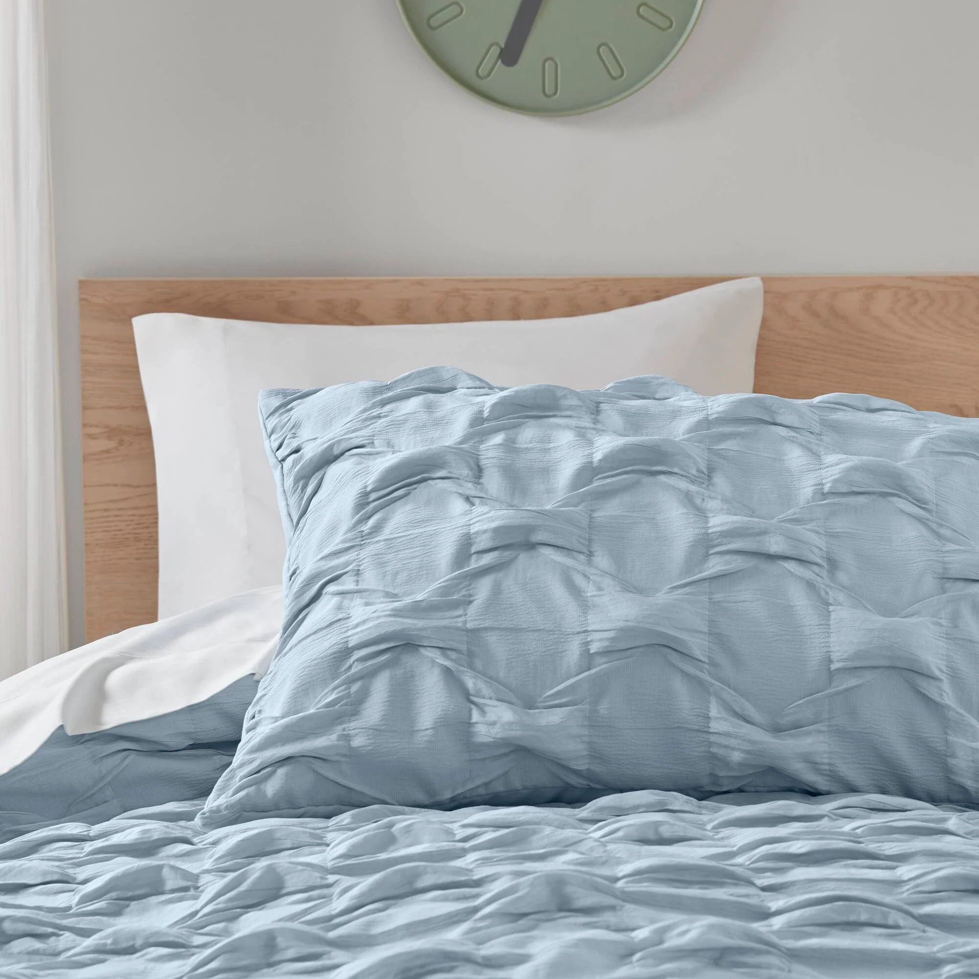 Bailey - Twin/Twin Long Diamond Pucker Comforter Set - Blue - Image 3
