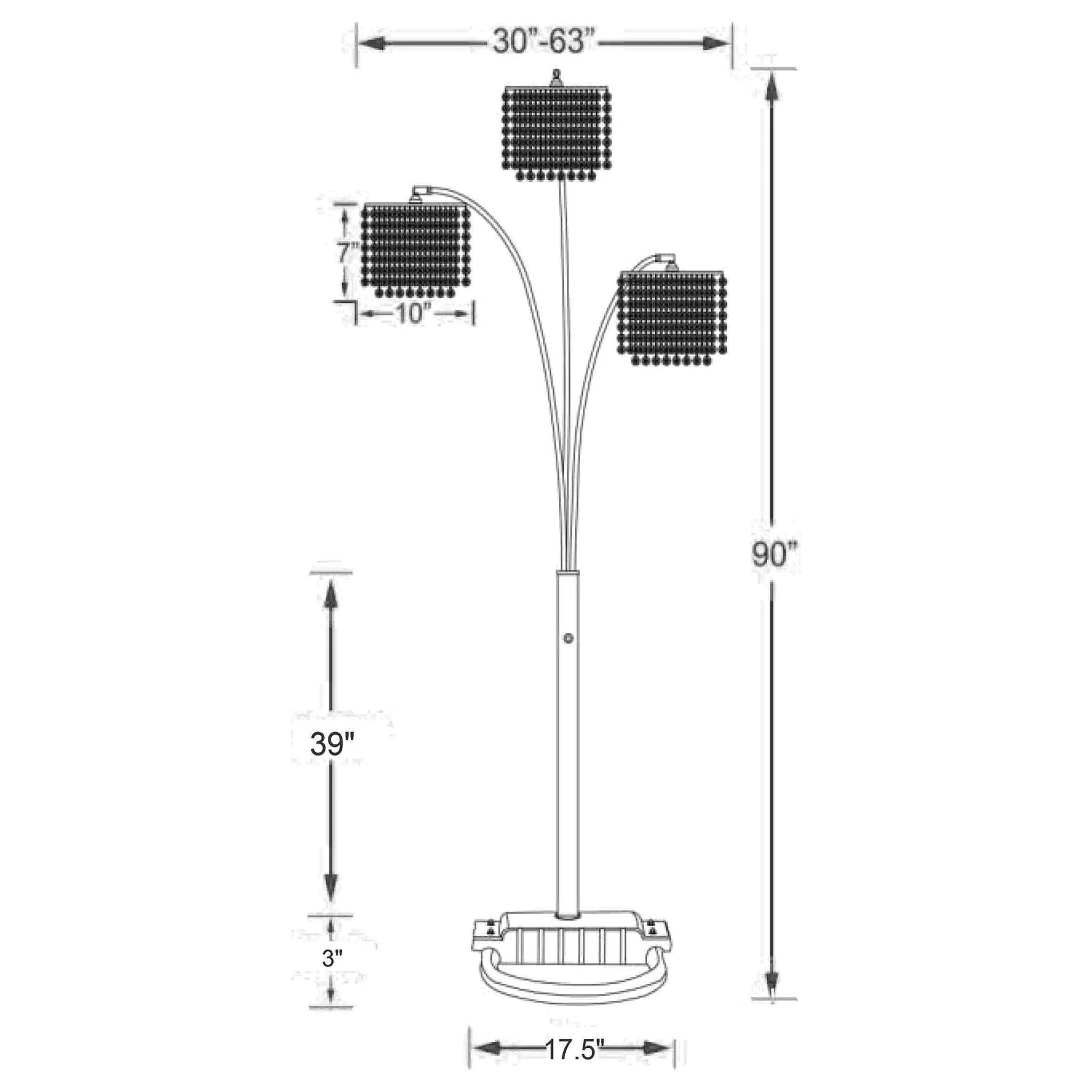 Bali - Shores Hanging Crystal Arc Floor Lamp Floor Lamp - Chrome - Image 4