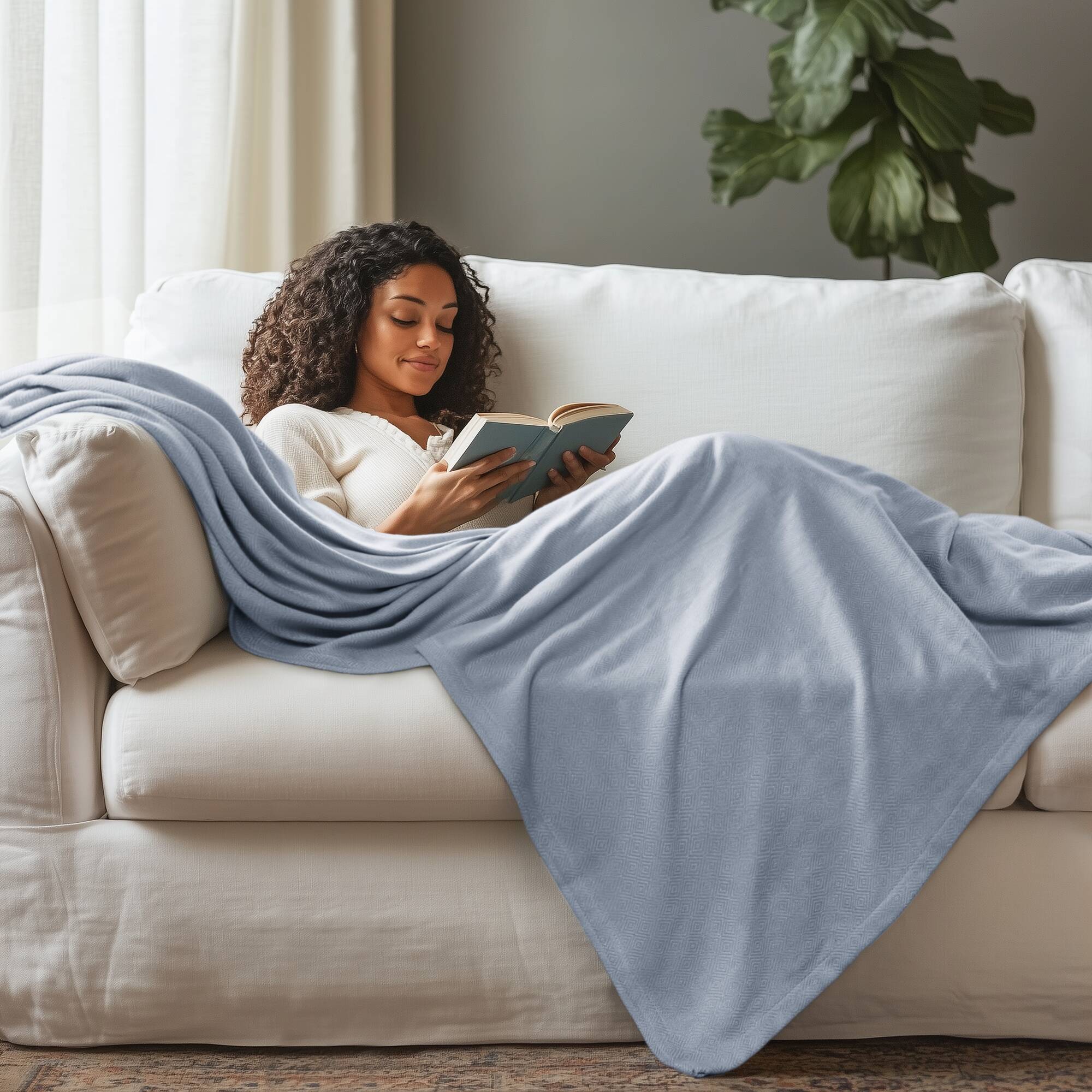 Bamboo Cotton - Twin Rayon From Blanket - Light Blue - Image 4