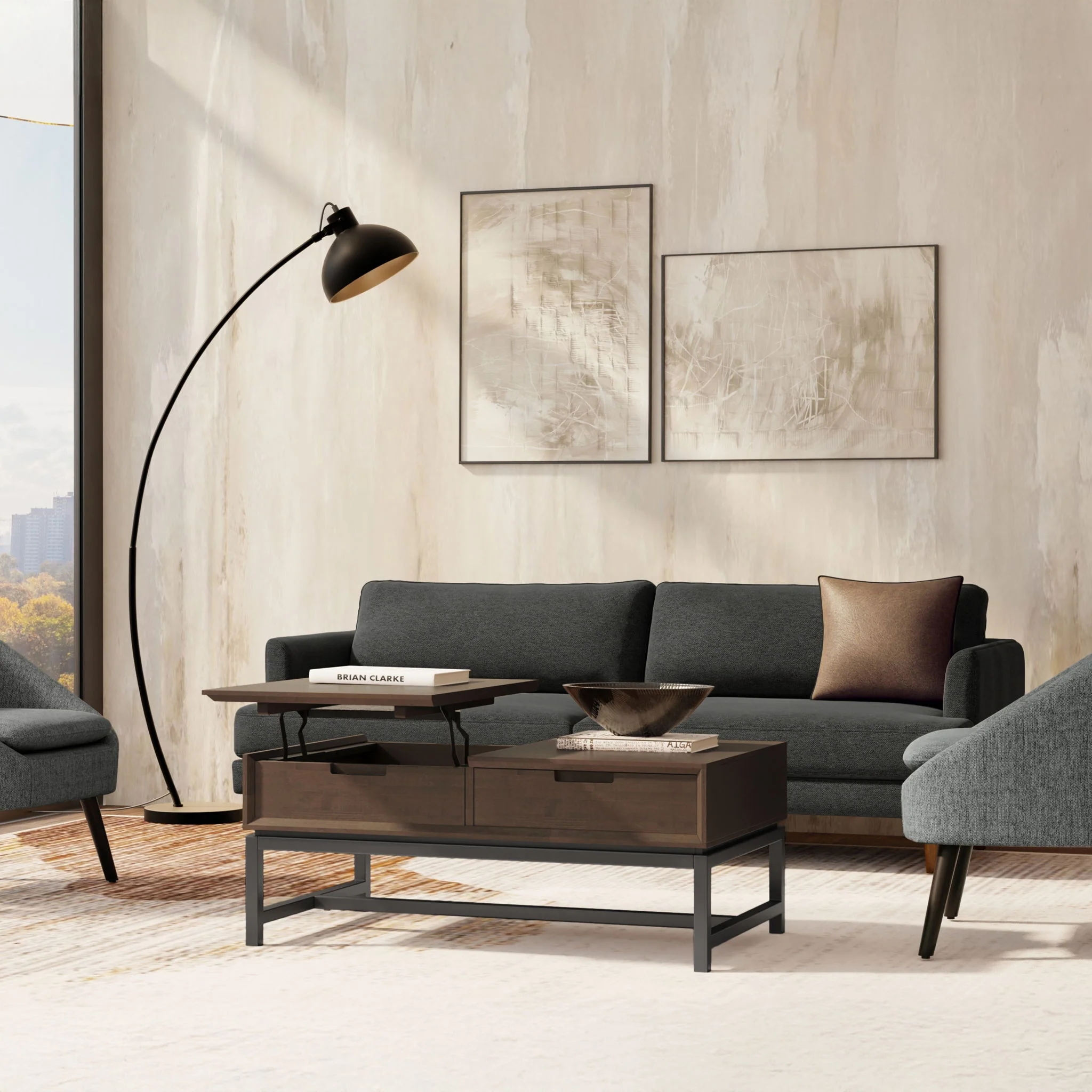 Banting - Lift Top Coffee Table - Walnut Brown - Image 3