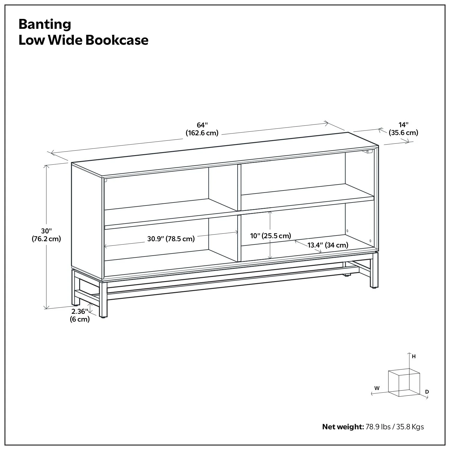 Banting - Low Wide Bookcase - Walnut Brown - Image 3