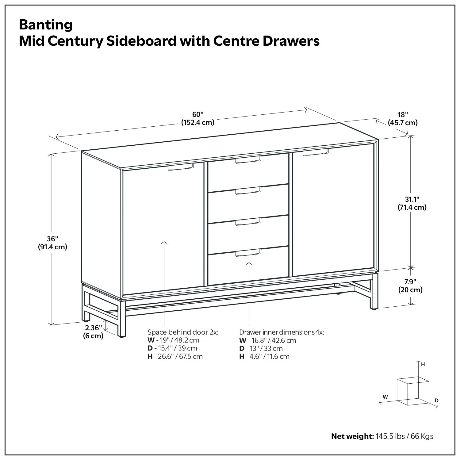 Banting - Sideboard With Centre Drawers - Image 3