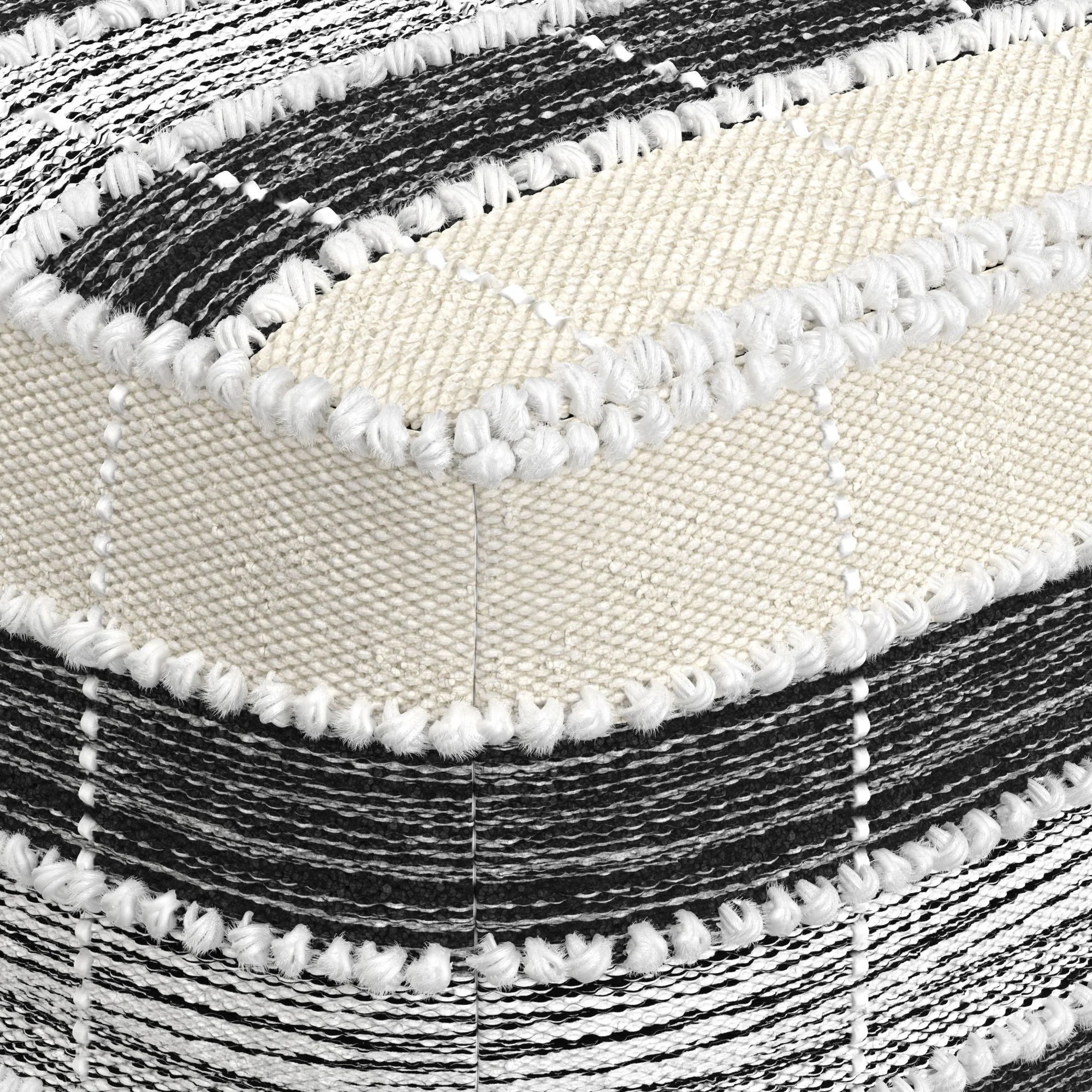 Barley - Square Pouf - White / Beige / Black - Image 2