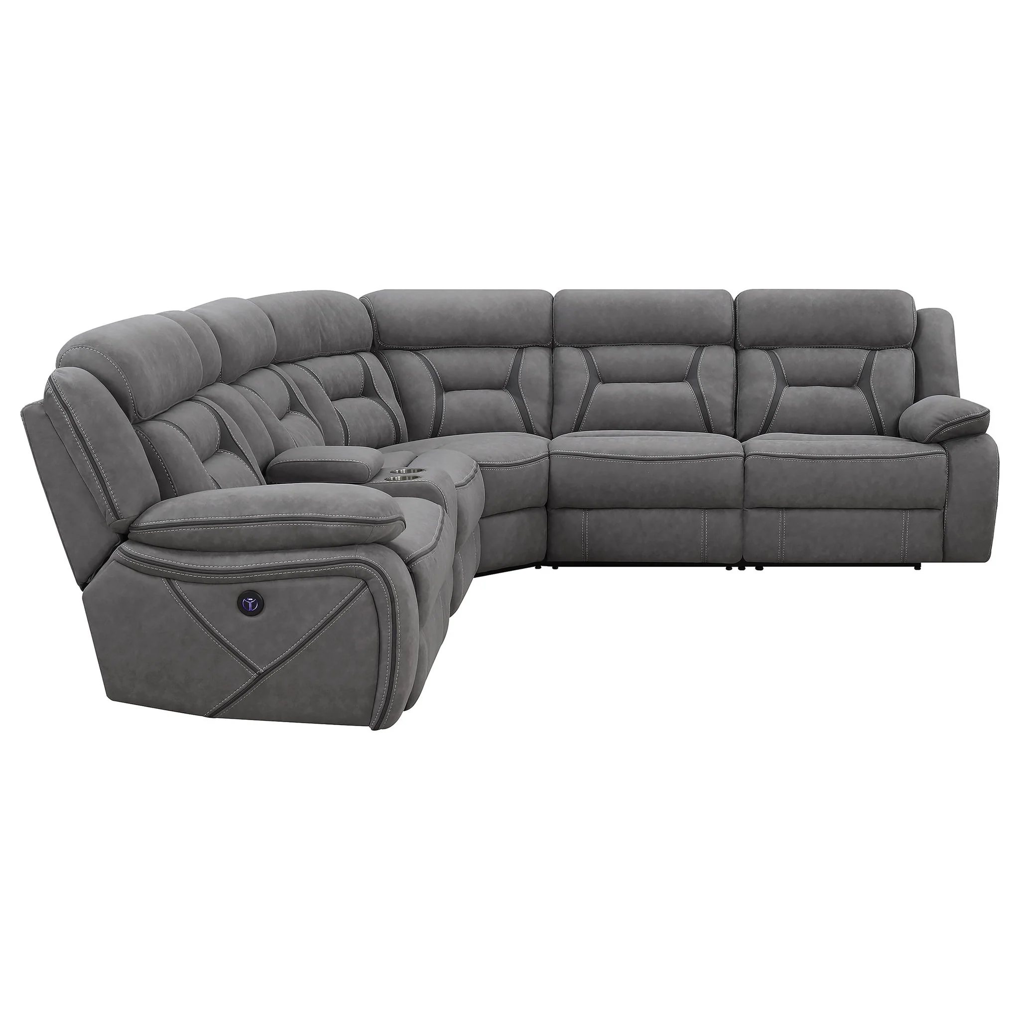 Barton - Upholstered Power Reclining Sectional Sofa - Gray - Image 2