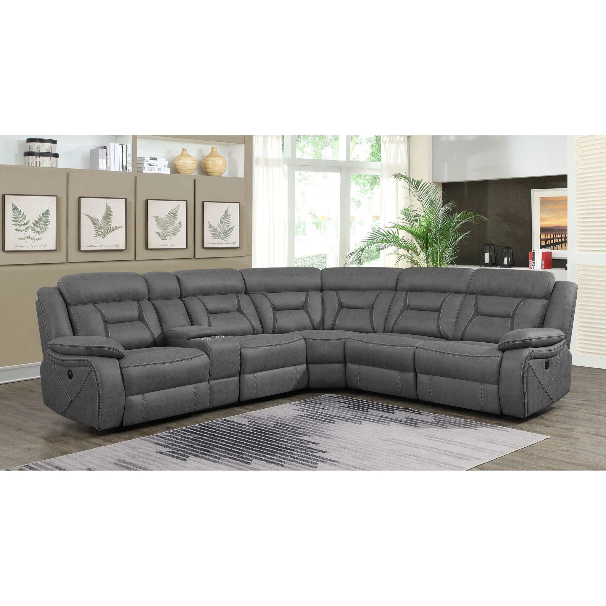 Barton - Upholstered Power Reclining Sectional Sofa - Gray - Image 3