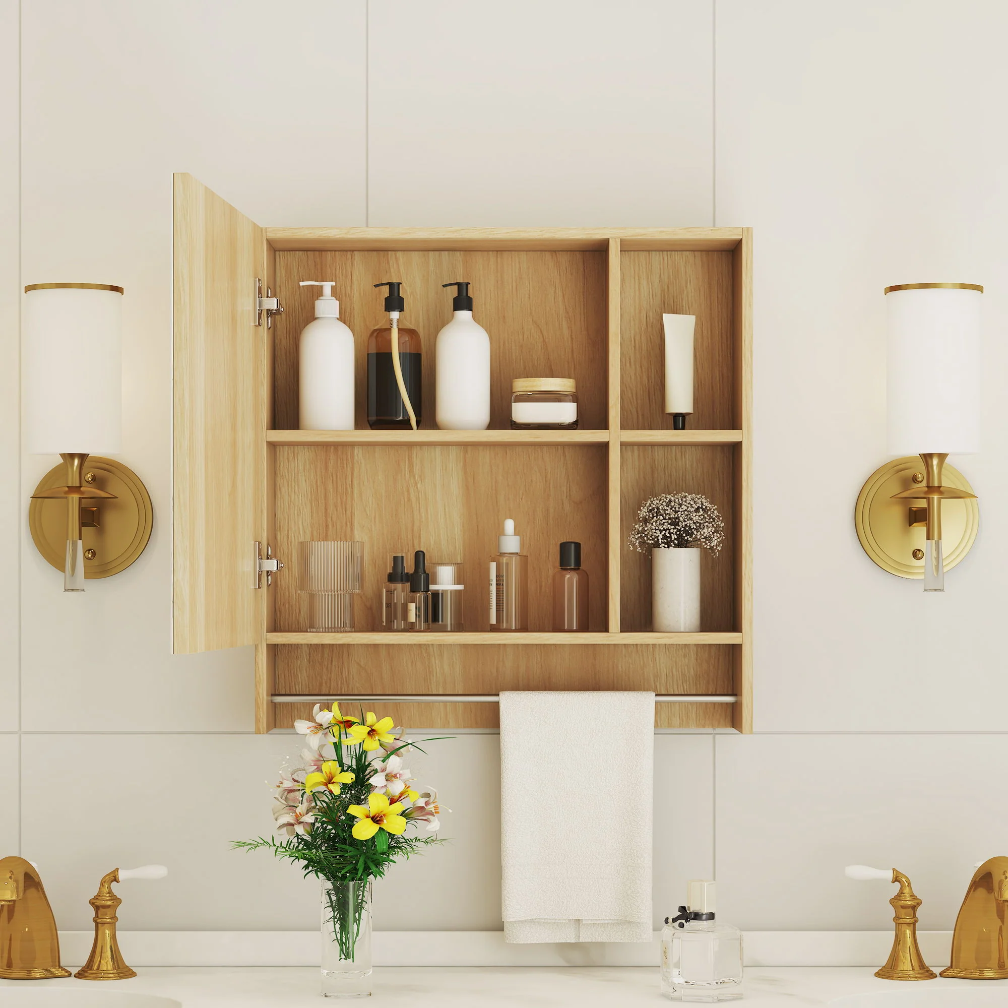 Bathroom Mirror Medicine Cabinet Wall Mounted With Shelves - Image 4