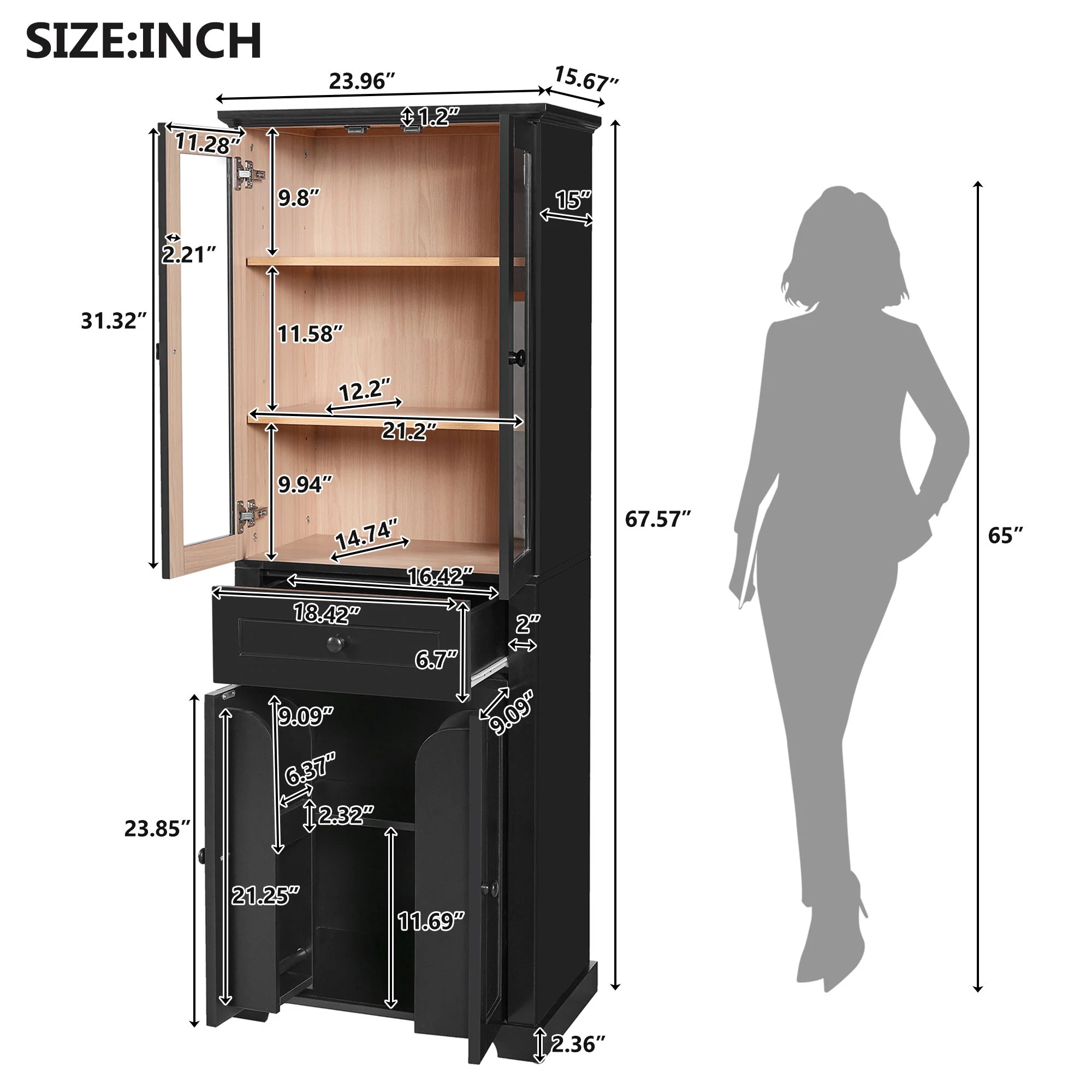 Bathroom Storage Cabinet, Adjustable Shelves & Drawer, Freestanding Tower - Image 5
