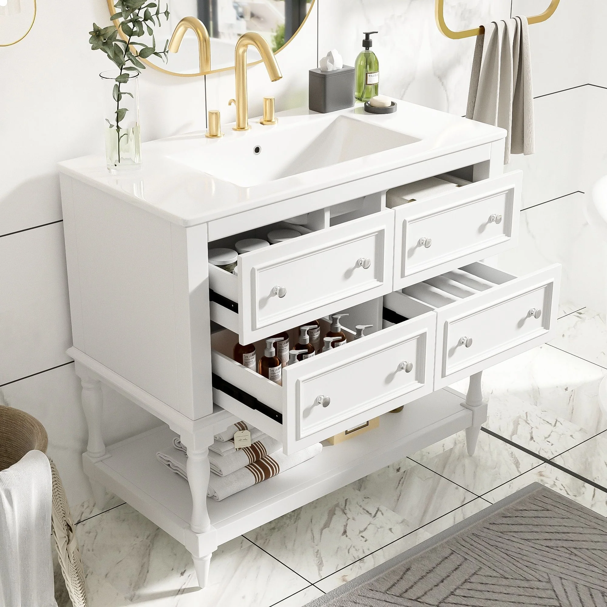 Bathroom Vanity Cabinet With Undermount Sink, 4 Drawer Set - Image 12