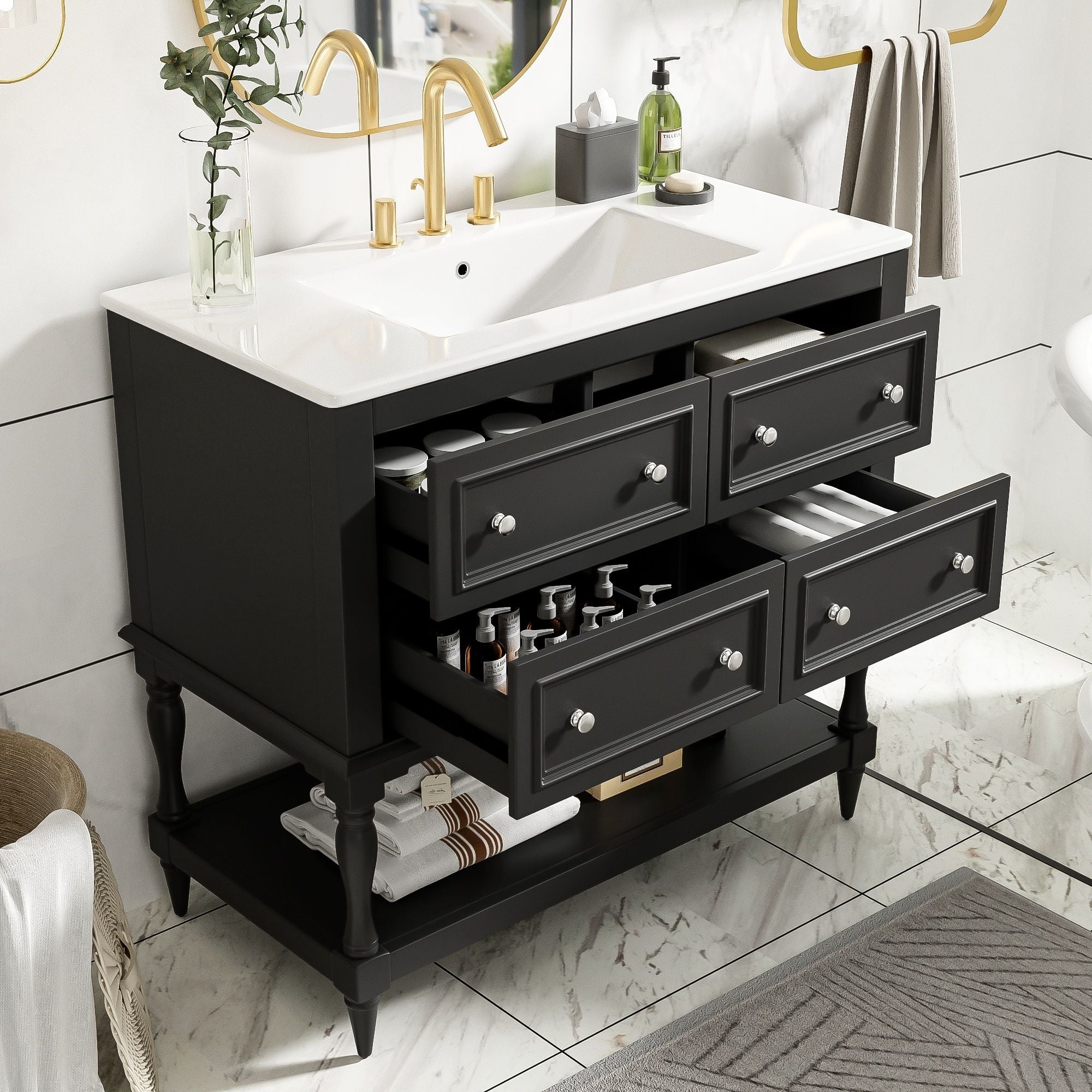 Bathroom Vanity Cabinet With Undermount Sink, 4 Drawer Set - Image 7