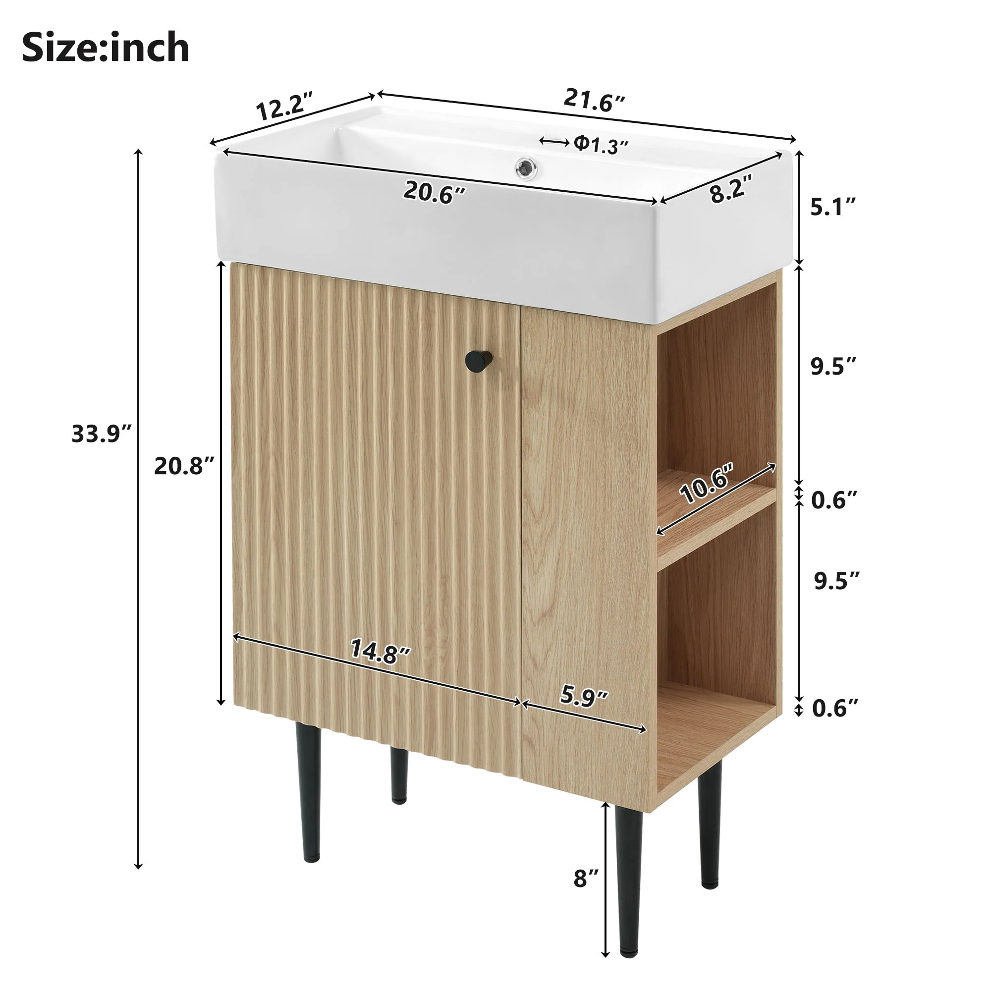 Bathroom Vanity, Combo Cabinet, Bathroom Storage Cabinet, Single Ceramic Sink - Image 21