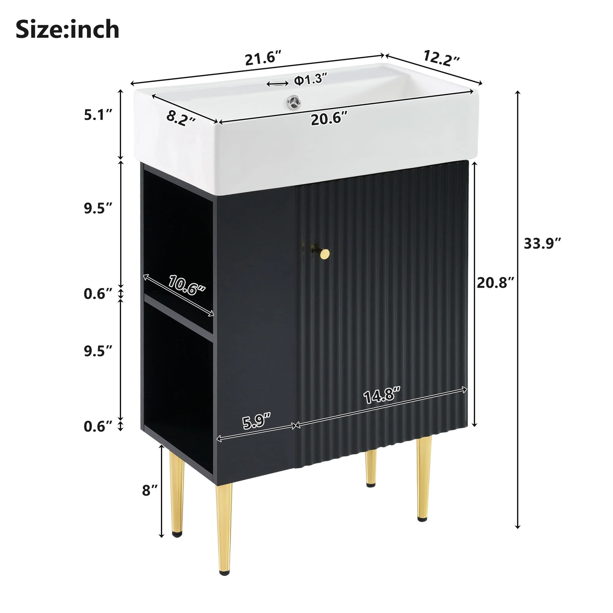 Bathroom Vanity, Combo Cabinet, Bathroom Storage Cabinet, Single Ceramic Sink - Image 26