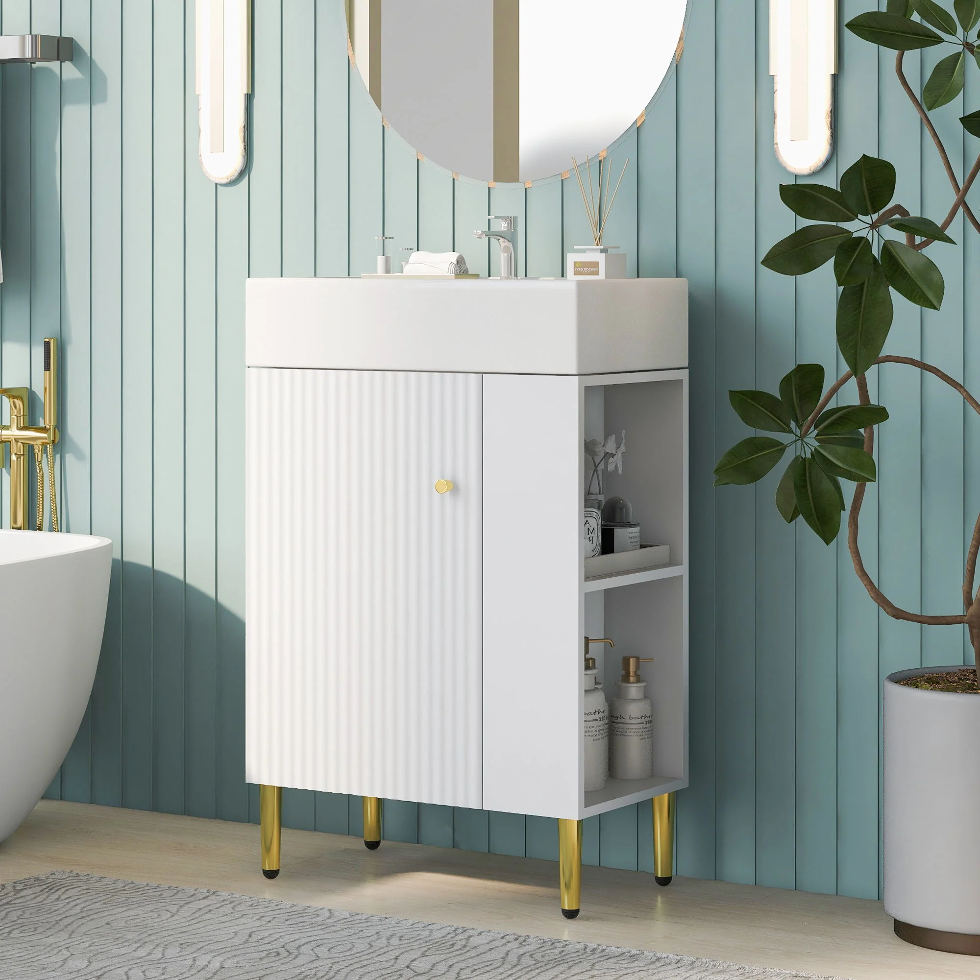 Bathroom Vanity, Combo Cabinet, Bathroom Storage Cabinet, Single Ceramic Sink - Image 31