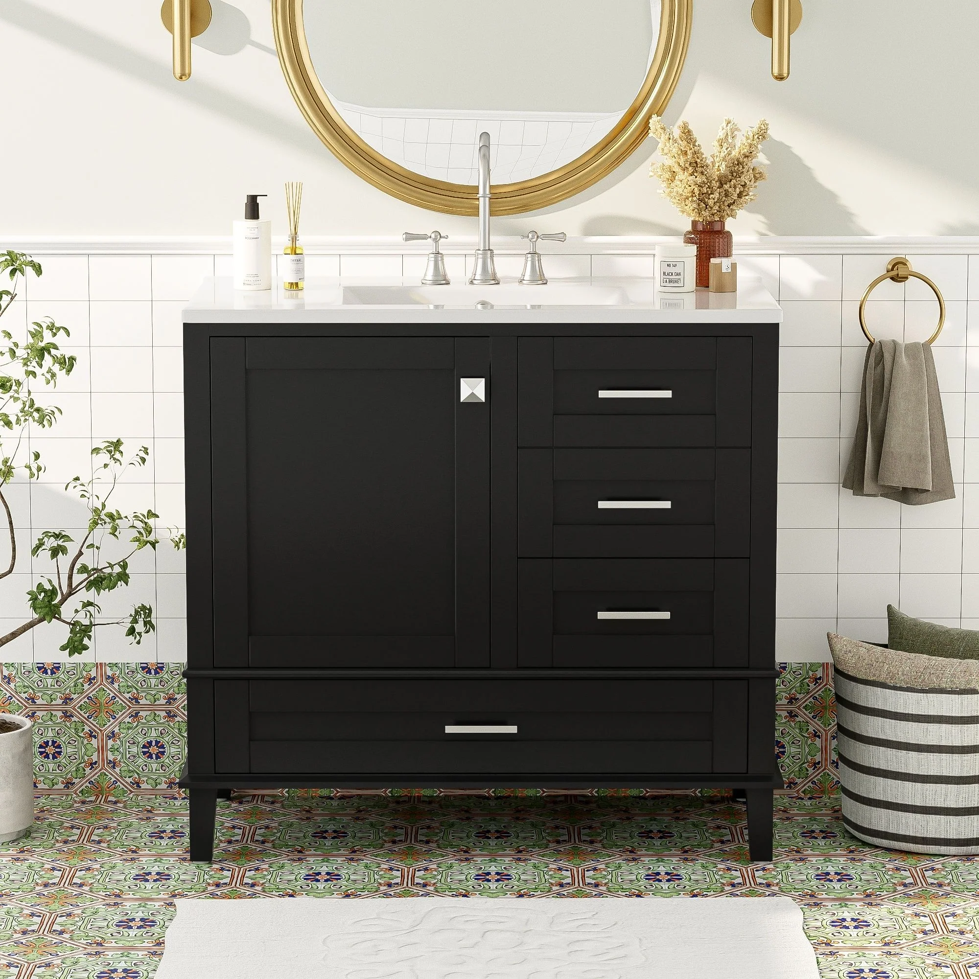 Bathroom Vanity, Modern Bathroom Cabinet With Sink Combo Set, Bathroom Storage Cabinet With A Soft Closing Door And 3 Drawers, Solid Wood Frame - Image 12