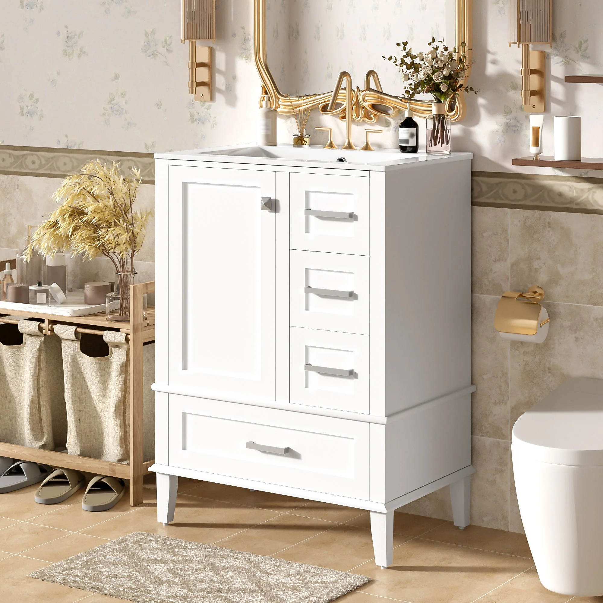 Bathroom Vanity, Modern Bathroom Cabinet With Sink Combo Set, Bathroom Storage Cabinet With A Soft Closing Door And 3 Drawers, Solid Wood Frame - Image 14