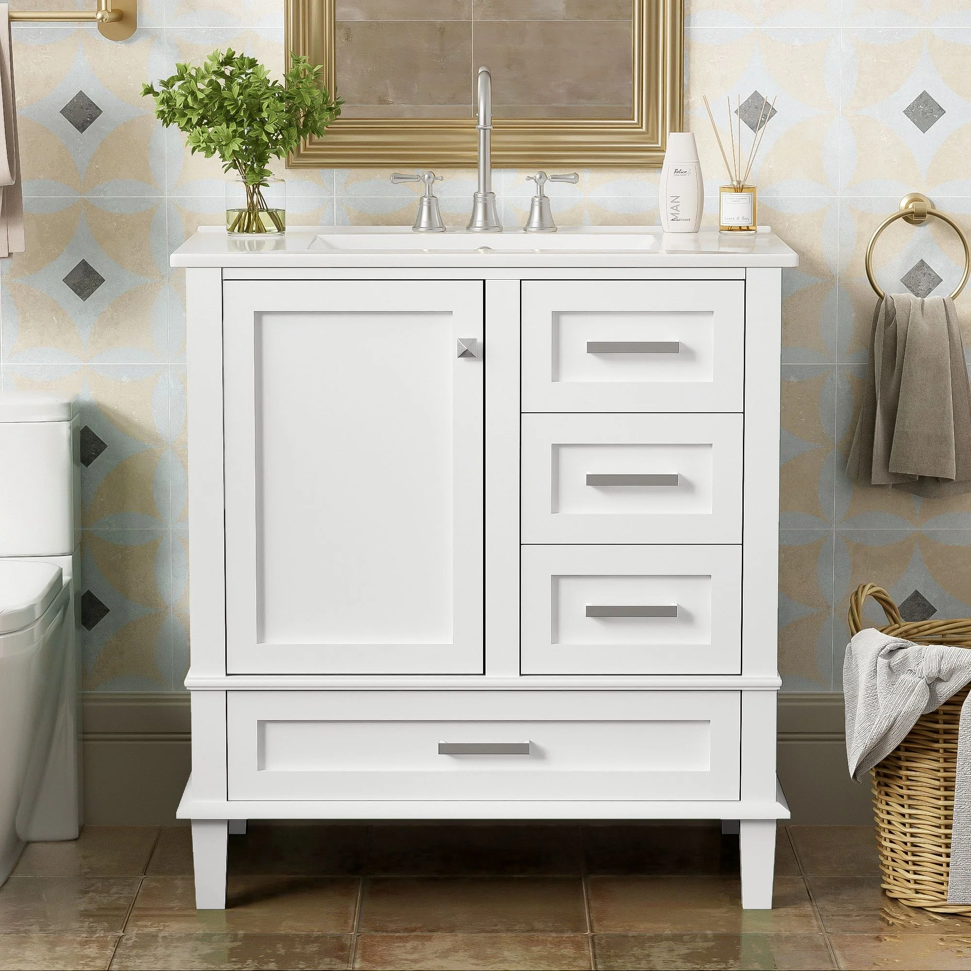Bathroom Vanity, Modern Bathroom Cabinet With Sink Combo Set, Bathroom Storage Cabinet With A Soft Closing Door And 3 Drawers, Solid Wood Frame - Image 18