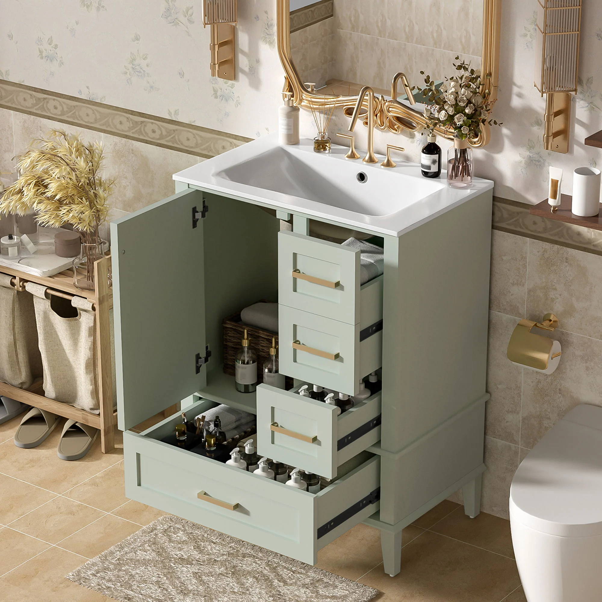 Bathroom Vanity, Modern Bathroom Cabinet With Sink Combo Set, Bathroom Storage Cabinet With A Soft Closing Door And 3 Drawers, Solid Wood Frame - Image 21