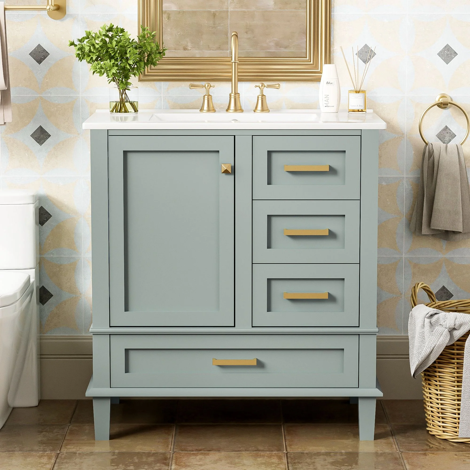 Bathroom Vanity, Modern Bathroom Cabinet With Sink Combo Set, Bathroom Storage Cabinet With A Soft Closing Door And 3 Drawers, Solid Wood Frame - Image 25