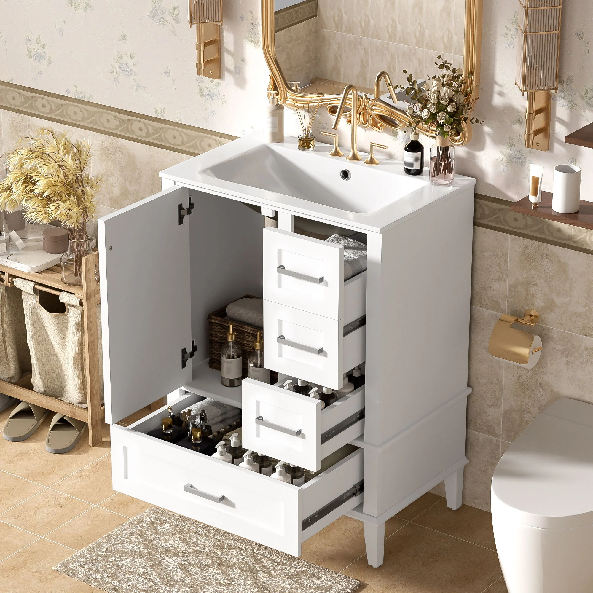 Bathroom Vanity, Modern Bathroom Cabinet With Sink Combo Set, Bathroom Storage Cabinet With A Soft Closing Door And 3 Drawers, Solid Wood Frame - Image 27