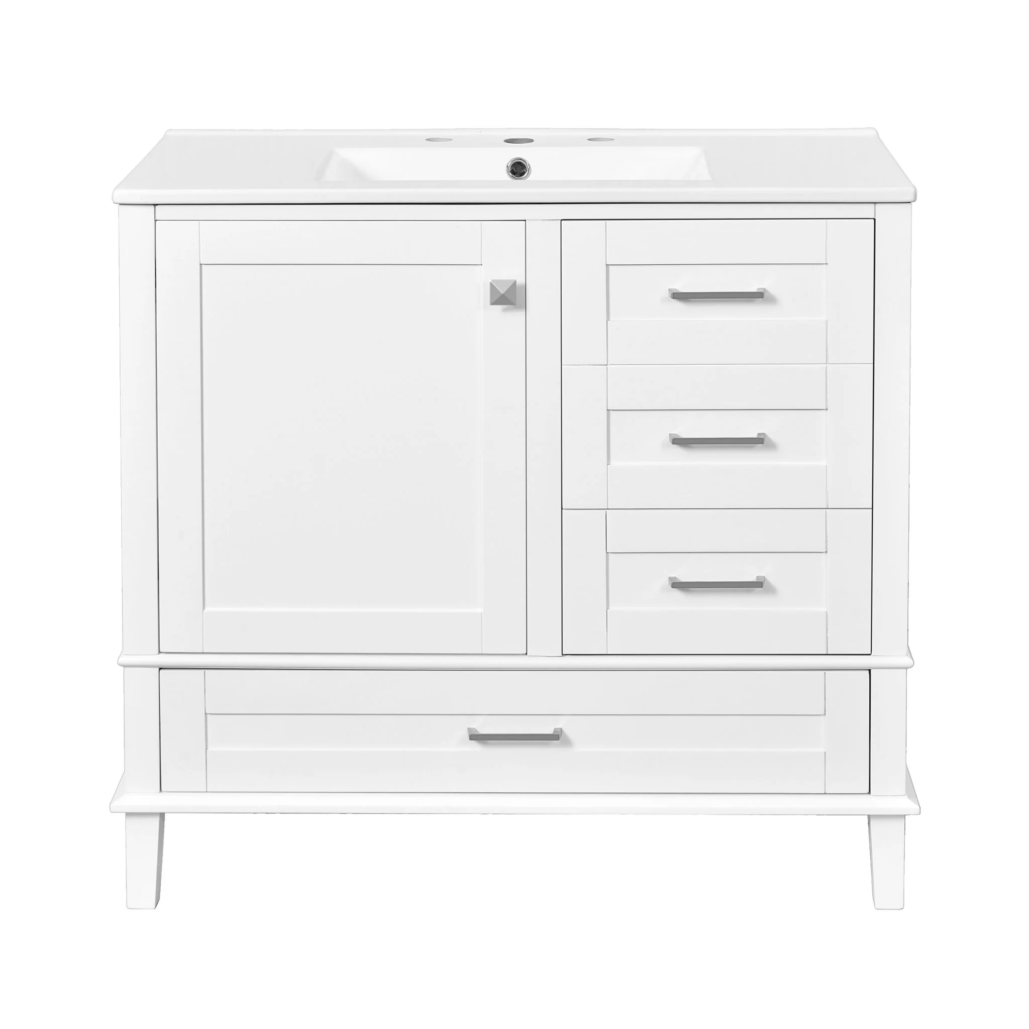 Bathroom Vanity, Modern Bathroom Cabinet With Sink Combo Set, Bathroom Storage Cabinet With A Soft Closing Door And 3 Drawers, Solid Wood Frame - Image 3