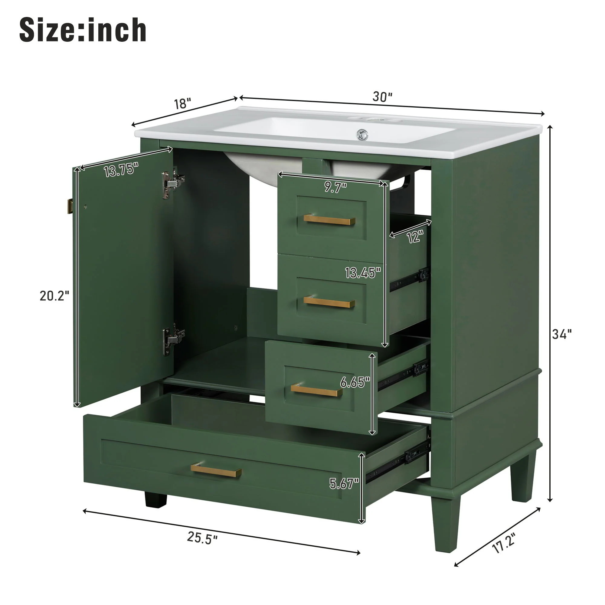Bathroom Vanity, Modern Bathroom Cabinet With Sink Combo Set, Bathroom Storage Cabinet With A Soft Closing Door And 3 Drawers, Solid Wood Frame - Image 31