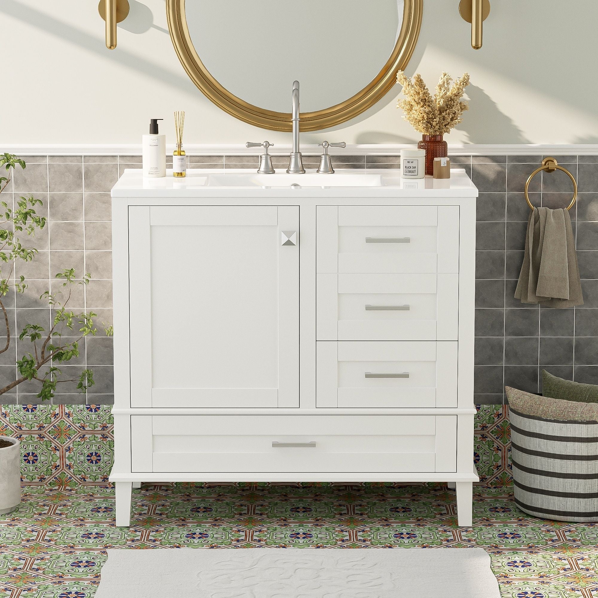 Bathroom Vanity, Modern Bathroom Cabinet With Sink Combo Set, Bathroom Storage Cabinet With A Soft Closing Door And 3 Drawers, Solid Wood Frame - Image 32