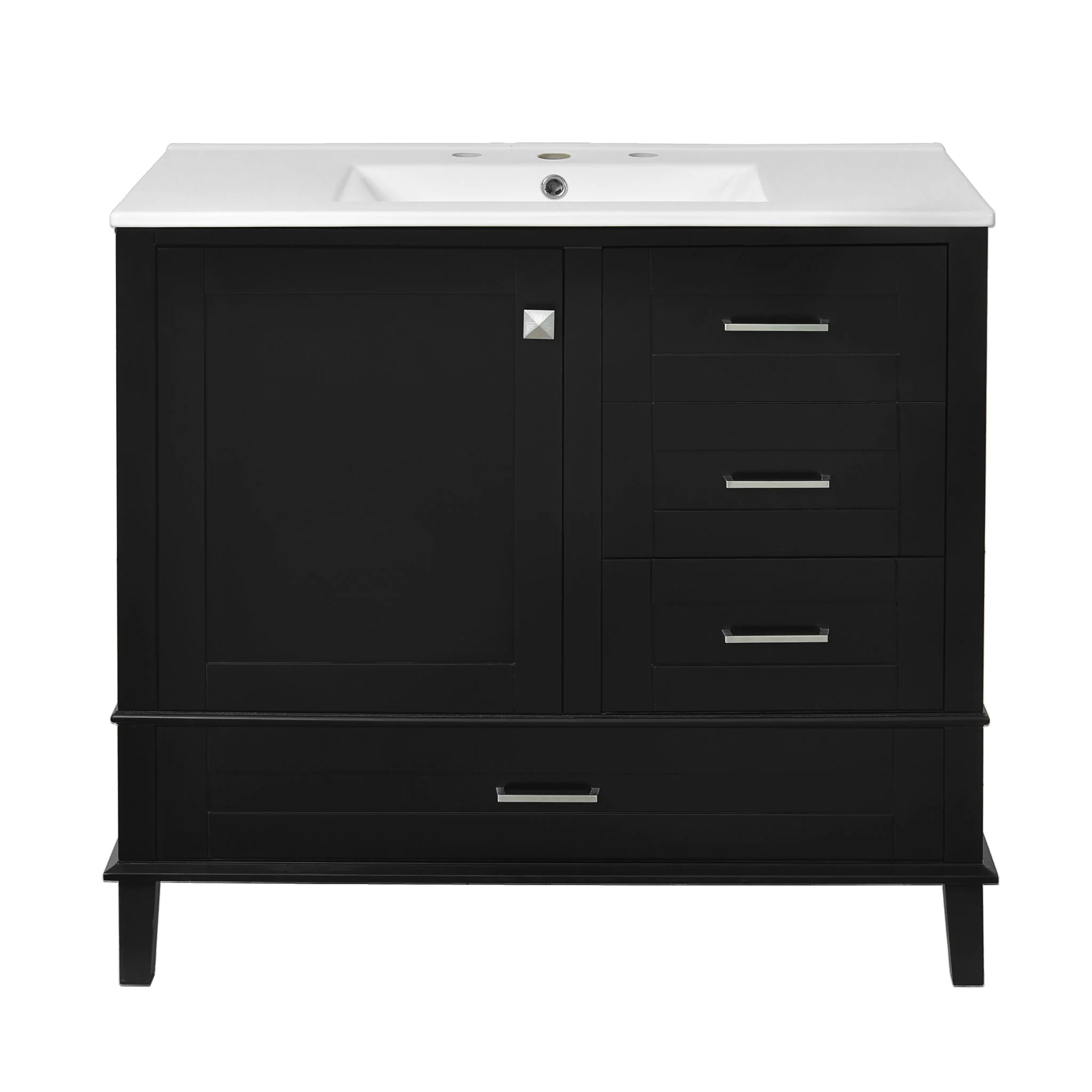 Bathroom Vanity, Modern Bathroom Cabinet With Sink Combo Set, Bathroom Storage Cabinet With A Soft Closing Door And 3 Drawers, Solid Wood Frame - Image 5