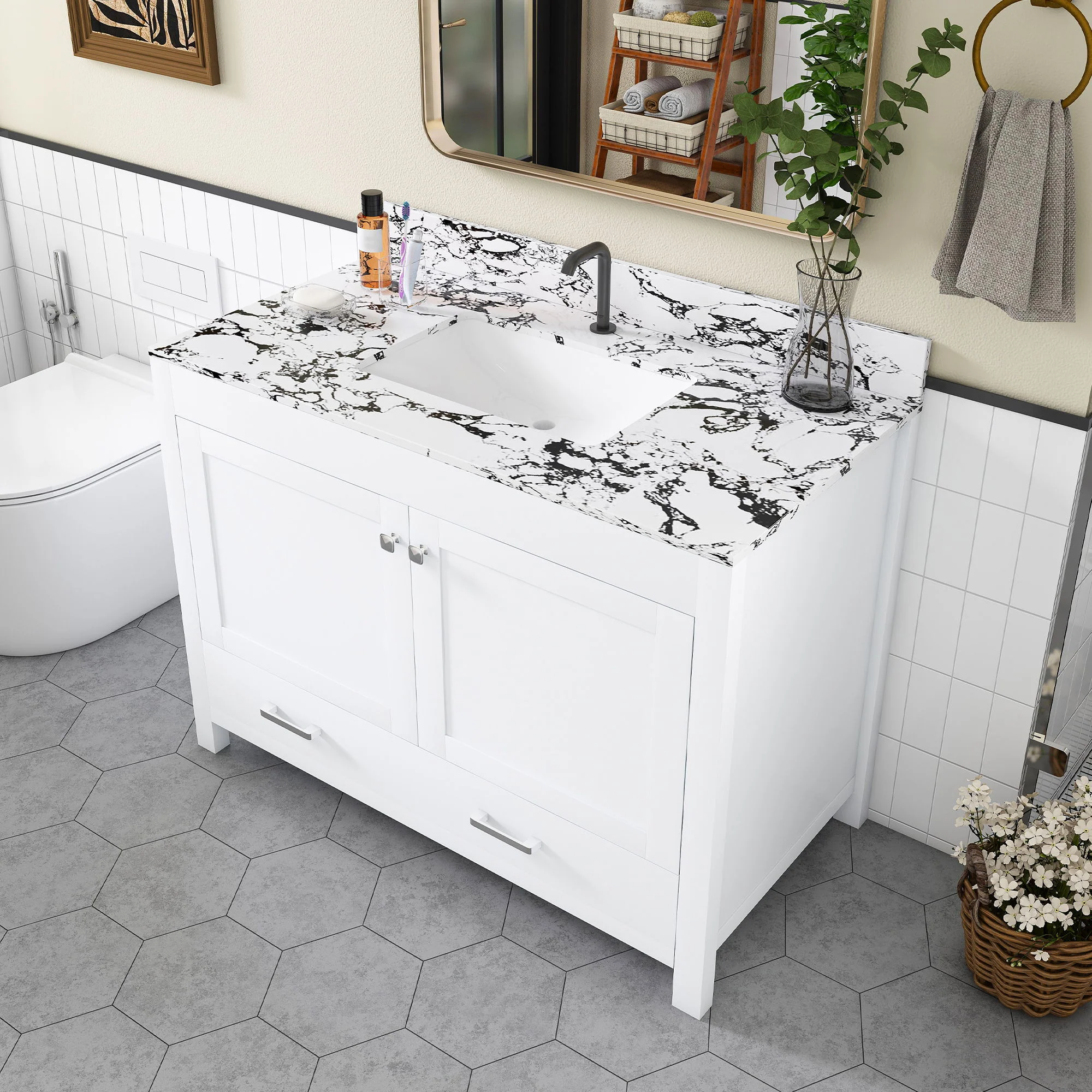 Bathroom Vanity & Storage - White - Image 3