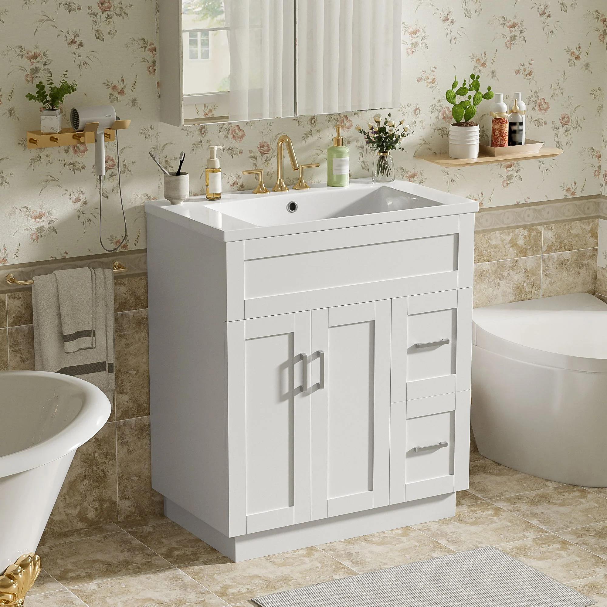 Bathroom Vanity With 2 Doors, 2 Drawers, Adjustable Shelf, Hidden Slides & Soft Close Hinges - Image 3