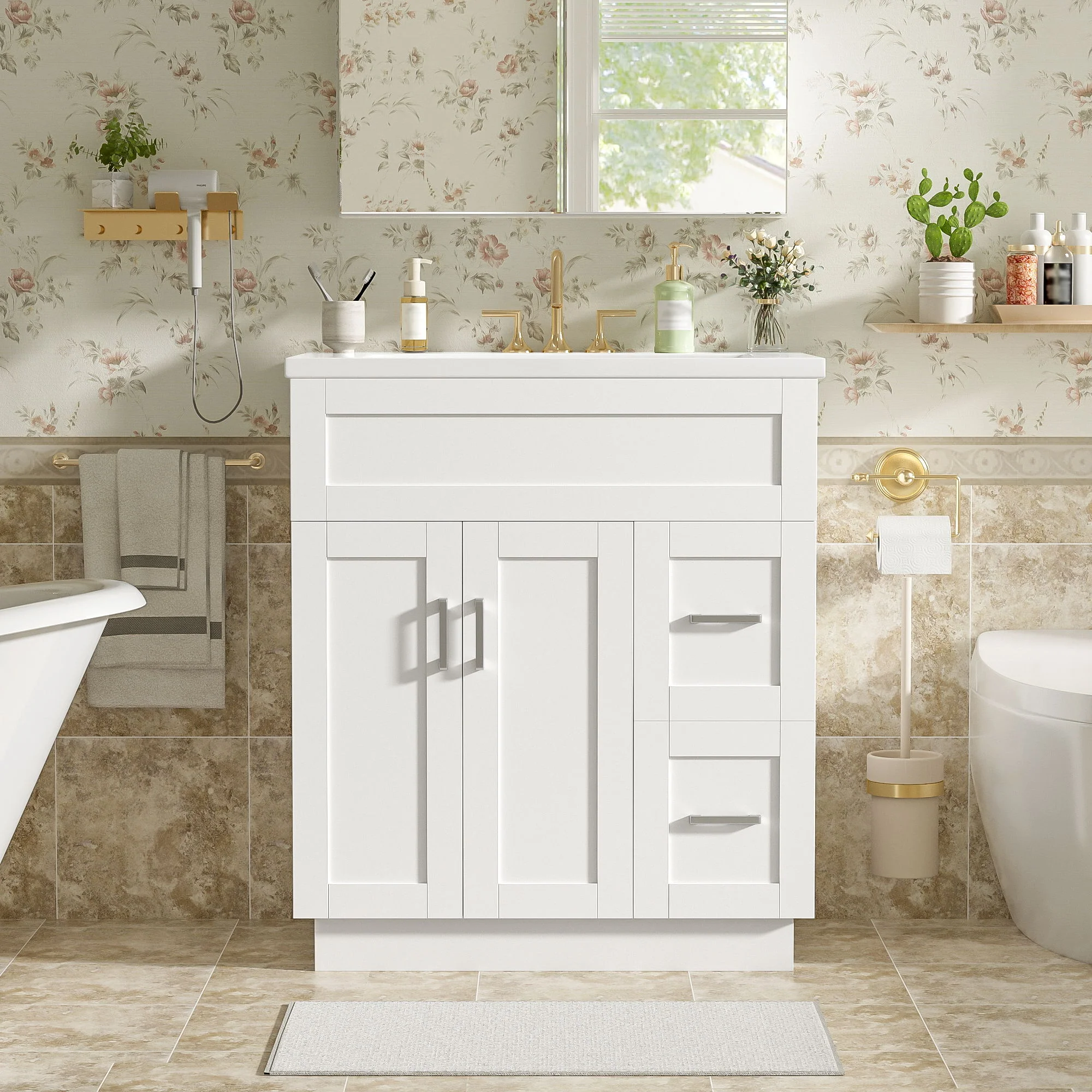 Bathroom Vanity With 2 Doors, 2 Drawers, Adjustable Shelf, Hidden Slides & Soft Close Hinges - Image 8