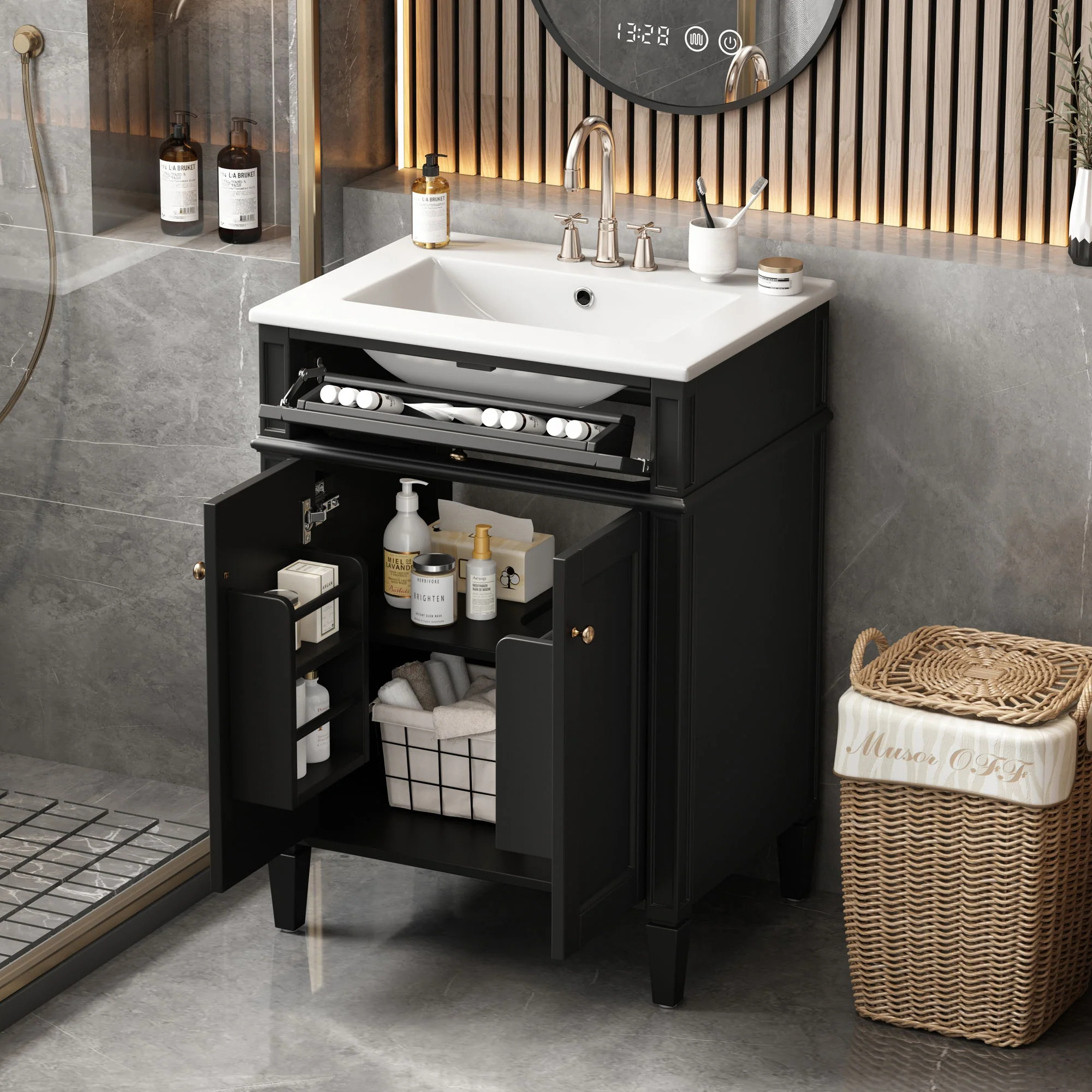 Bathroom Vanity With 2 Doors And Tip Out Drawer, Soft Closing Hinges - Image 10