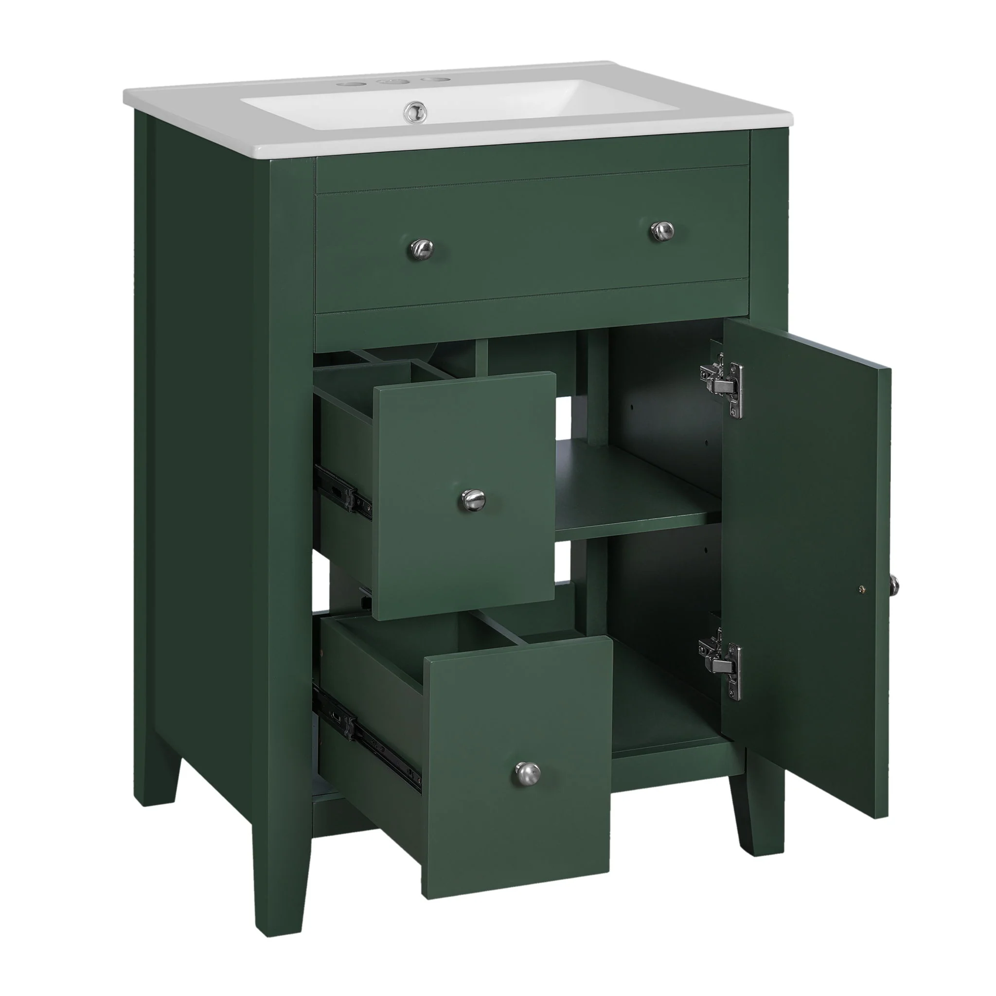 Bathroom Vanity With Basin, Rectangular Cabinet With 2 Drawers And Soft Closing Door - Image 2