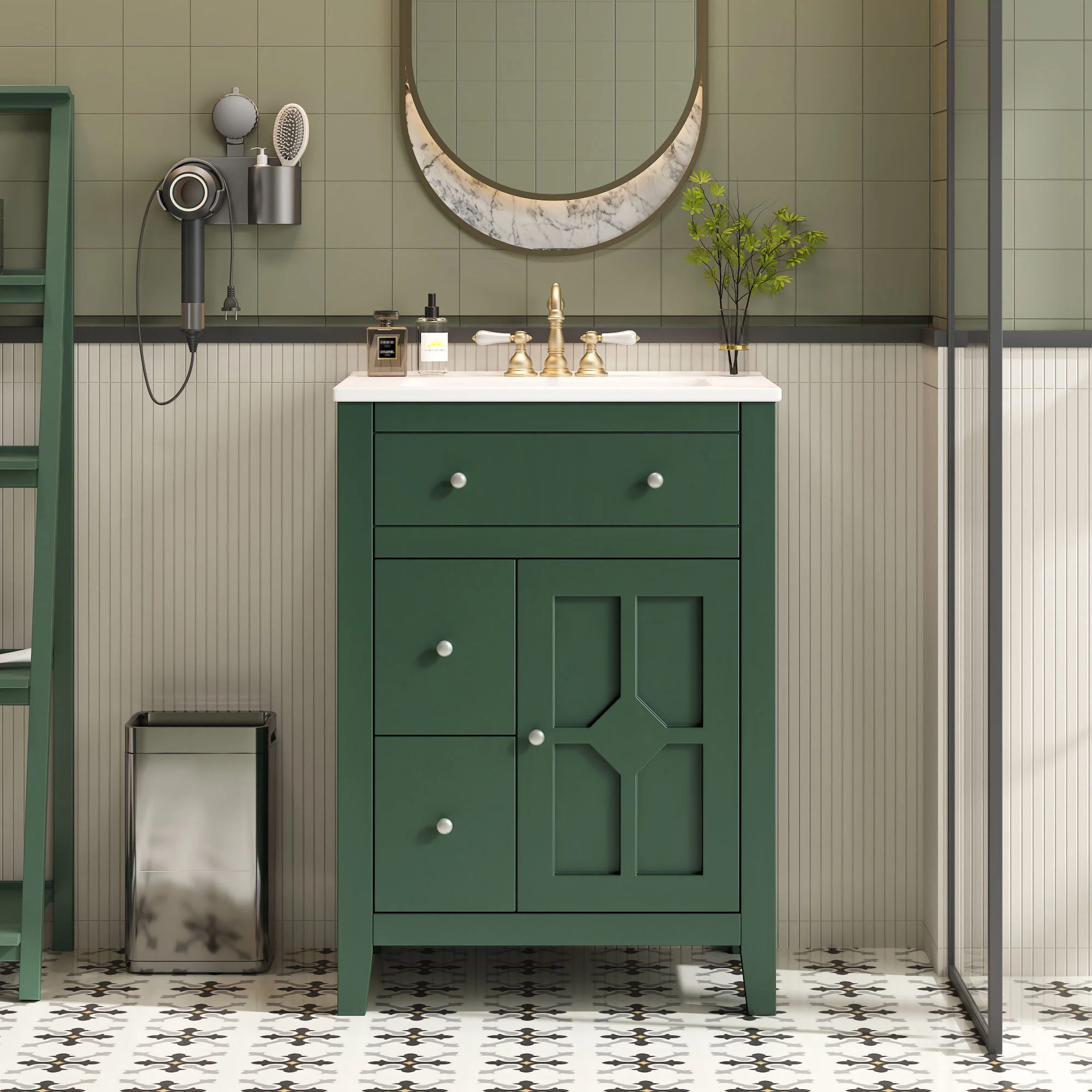 Bathroom Vanity With Basin, Rectangular Cabinet With 2 Drawers And Soft Closing Door - Image 4