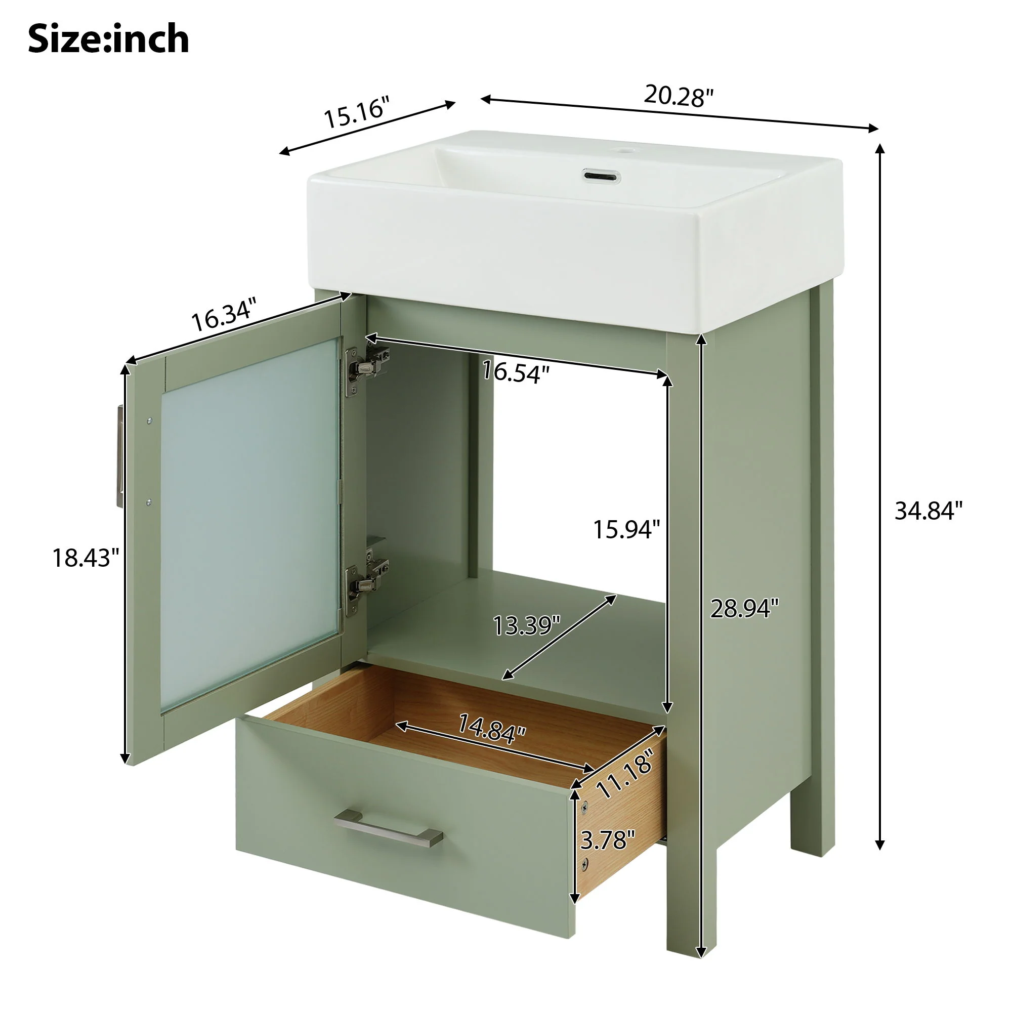 Bathroom Vanity With Ceramic Sink And Ample Storage, Ideal For Small Bathrooms - Image 10