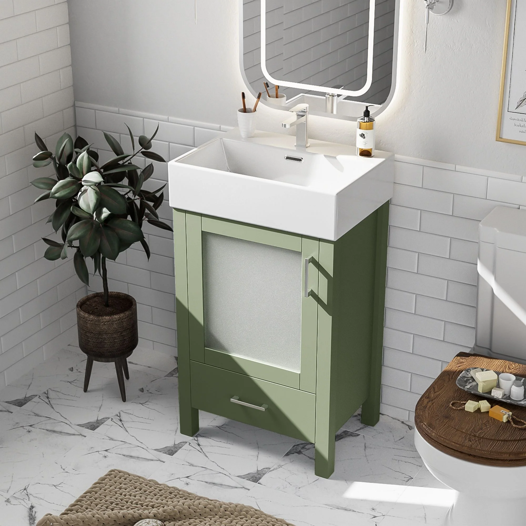 Bathroom Vanity With Ceramic Sink And Ample Storage, Ideal For Small Bathrooms - Image 12
