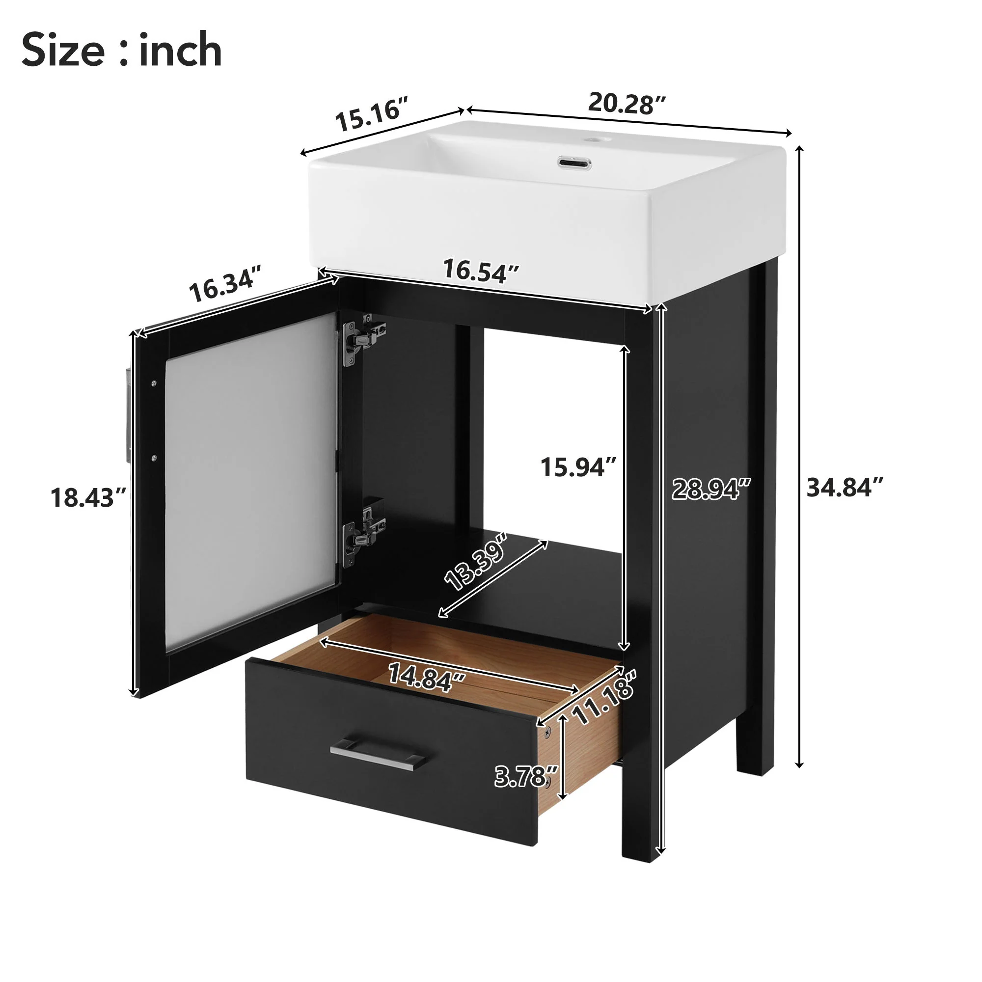 Bathroom Vanity With Ceramic Sink And Ample Storage, Ideal For Small Bathrooms - Image 4