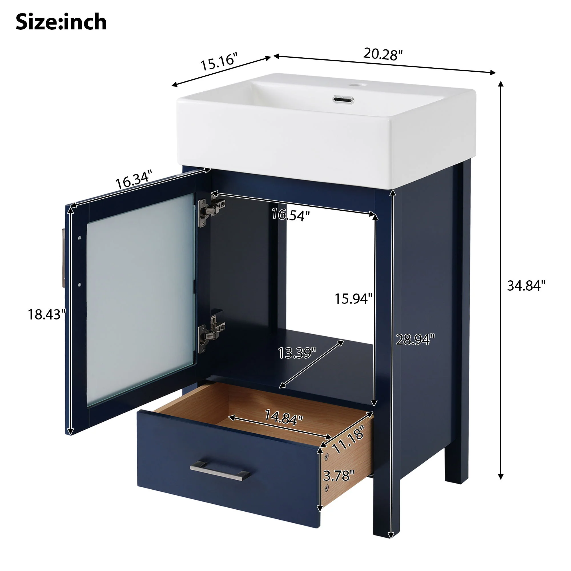 Bathroom Vanity With Ceramic Sink And Ample Storage, Ideal For Small Bathrooms - Image 7