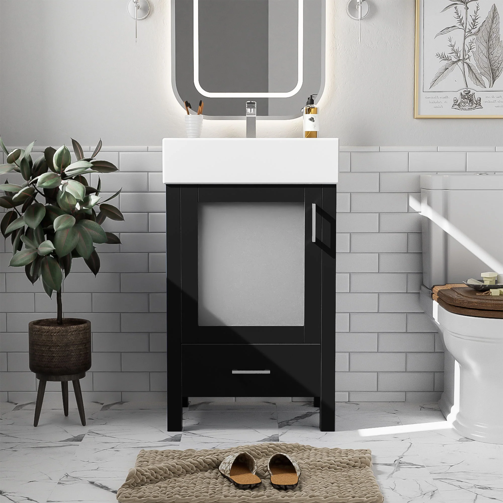 Bathroom Vanity With Ceramic Sink And Ample Storage, Ideal For Small Bathrooms - Image 8