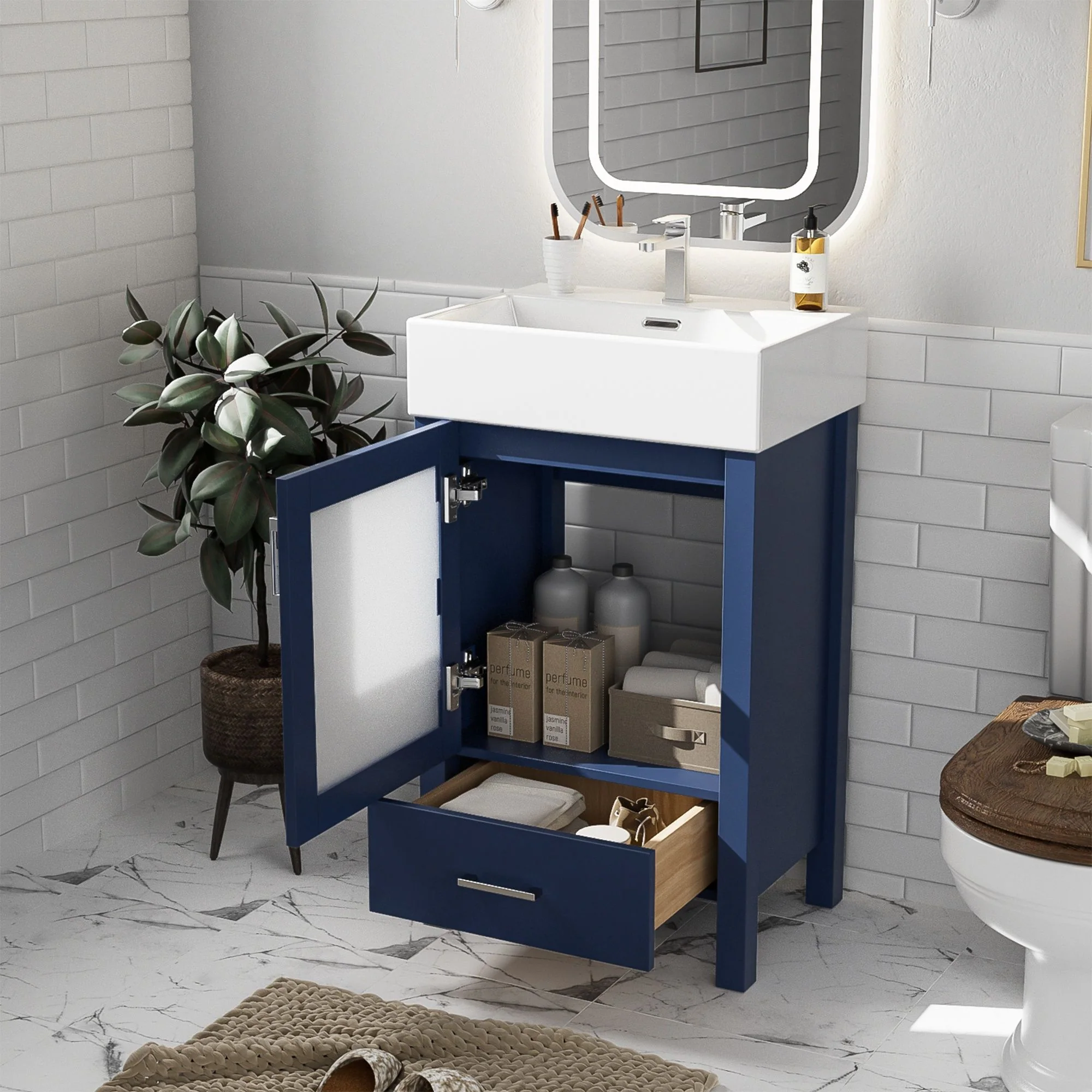 Bathroom Vanity With Ceramic Sink And Ample Storage, Ideal For Small Bathrooms - Image 9