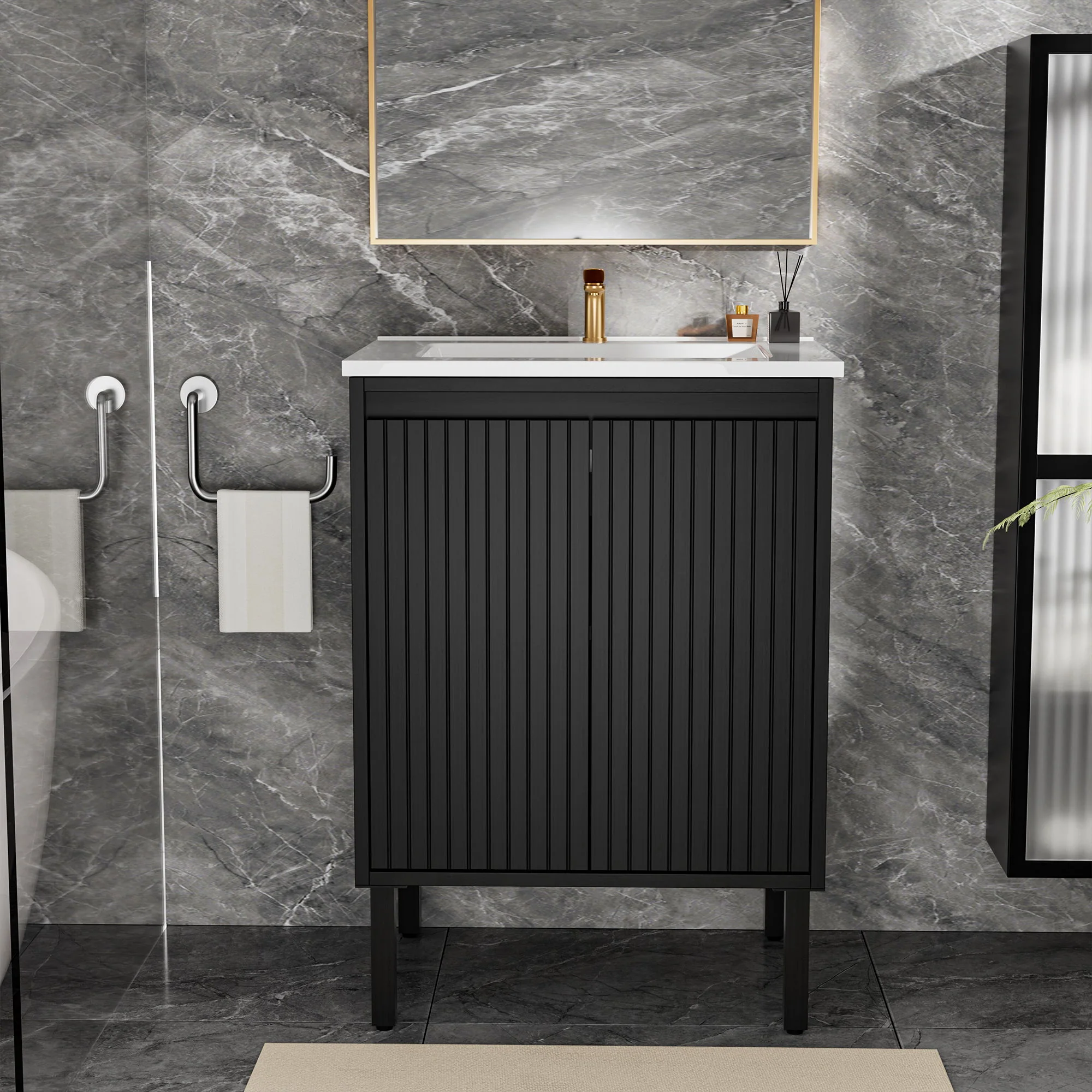 Bathroom Vanity With Ceramic Sink, Floor-Standing Design, Soft-Closing Drawers - Image 13